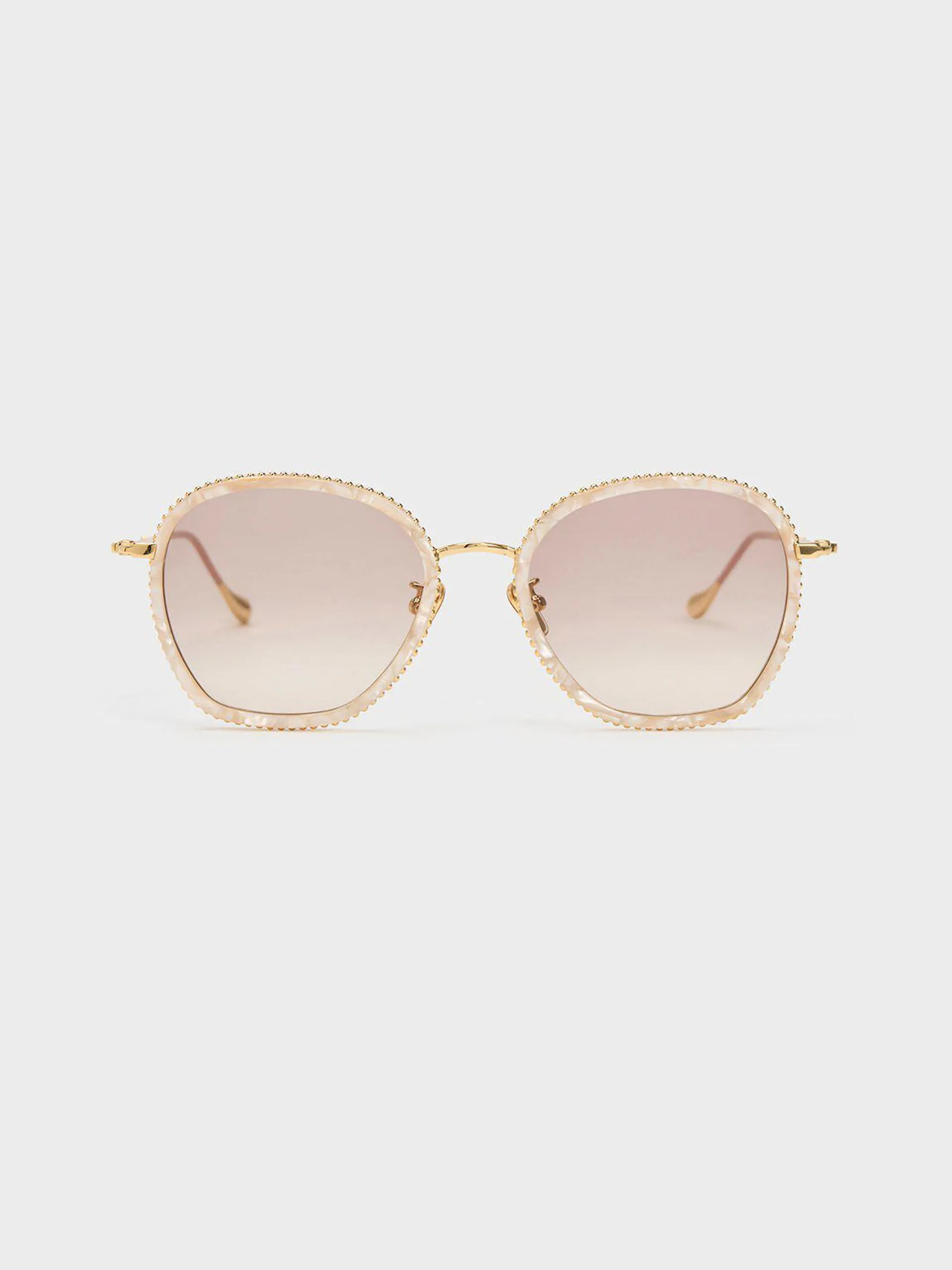 Twisted Metallic Butterfly Sunglasses - Peach