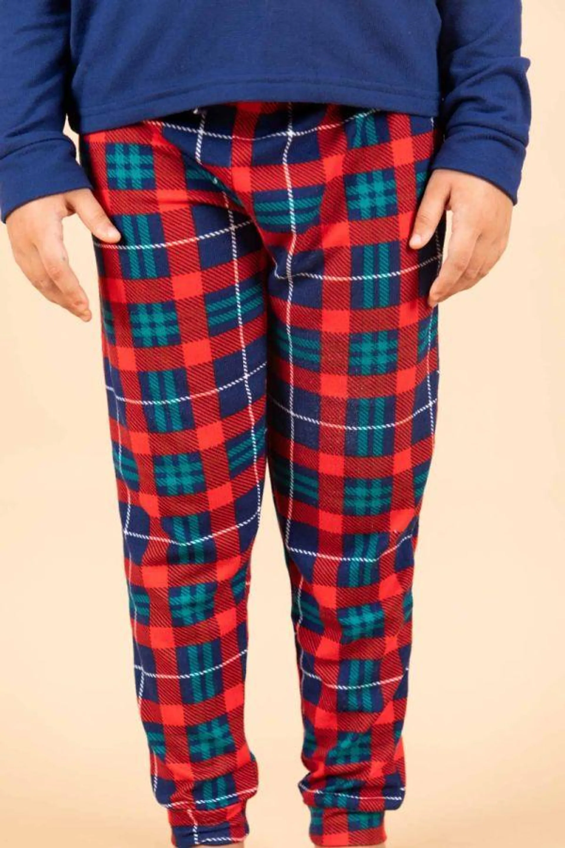 Kids Red Navy Green Check Xmas Pant