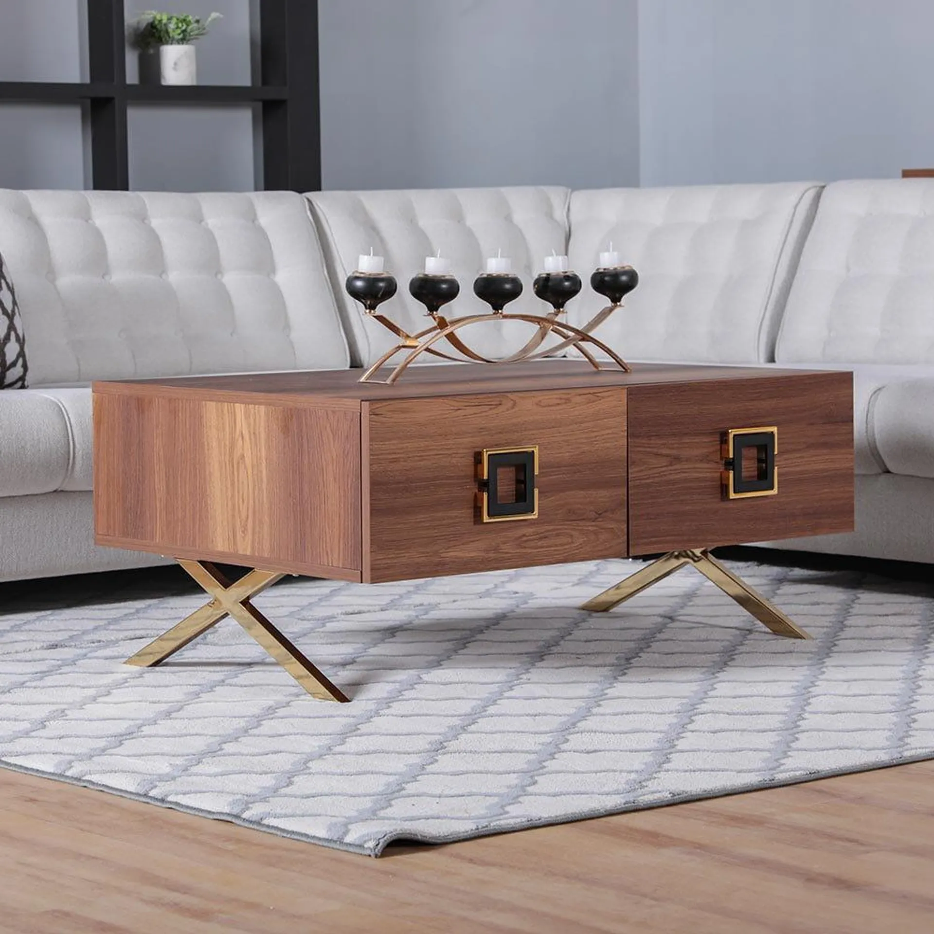 Roma Coffee Table- Walnut/Golden