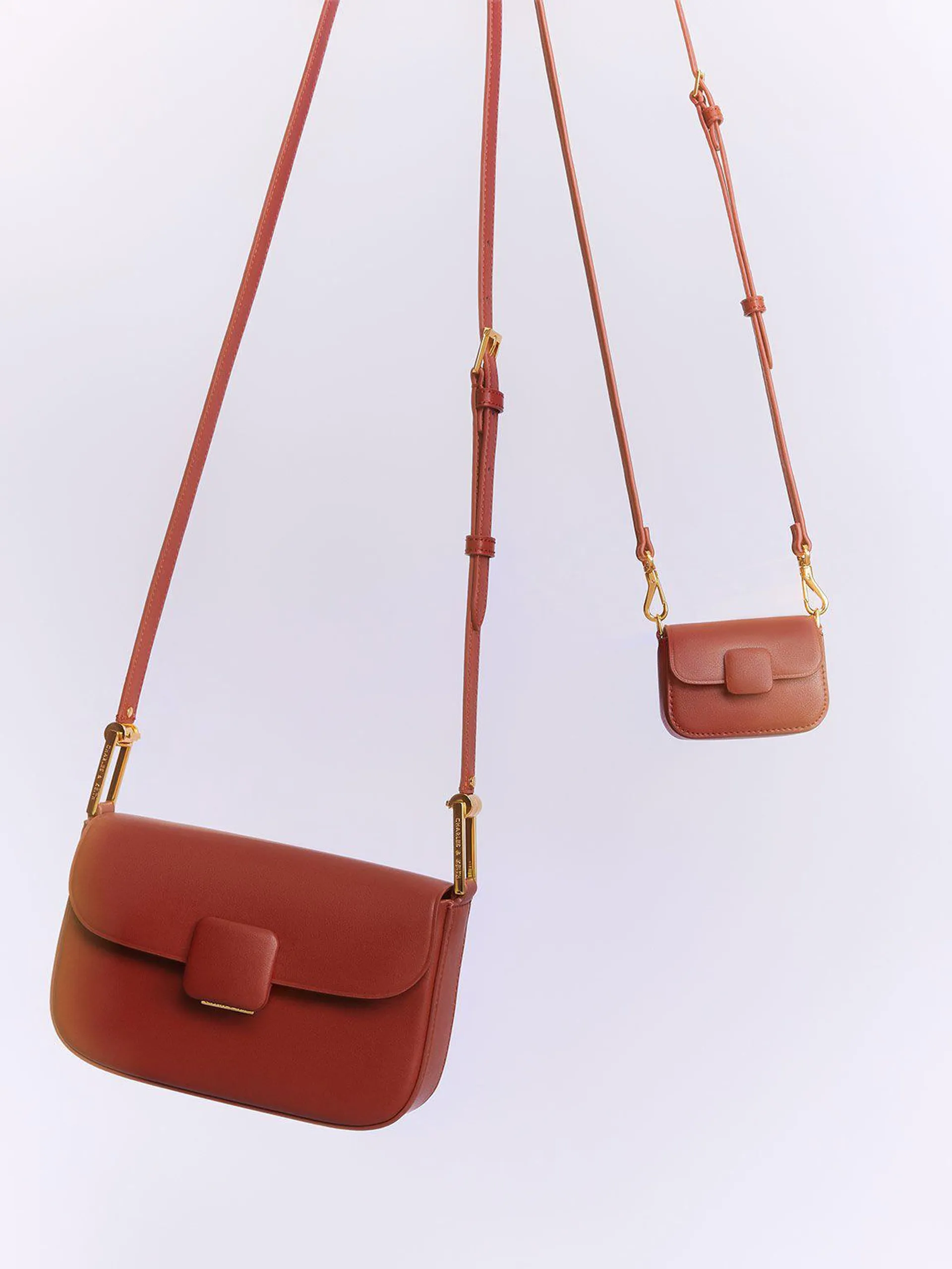Micro Koa Square Push-Lock Bag - Brick