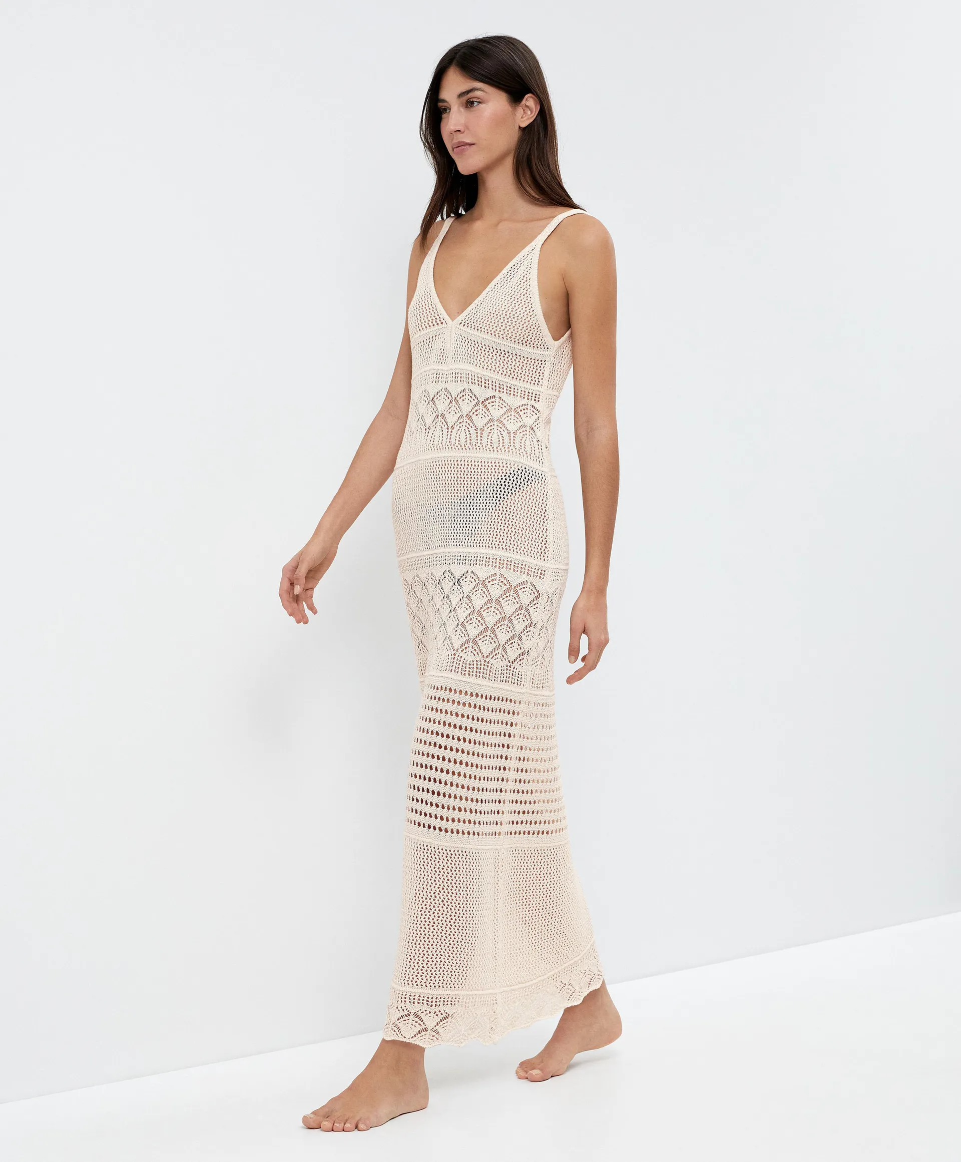 Textured crochet long dress