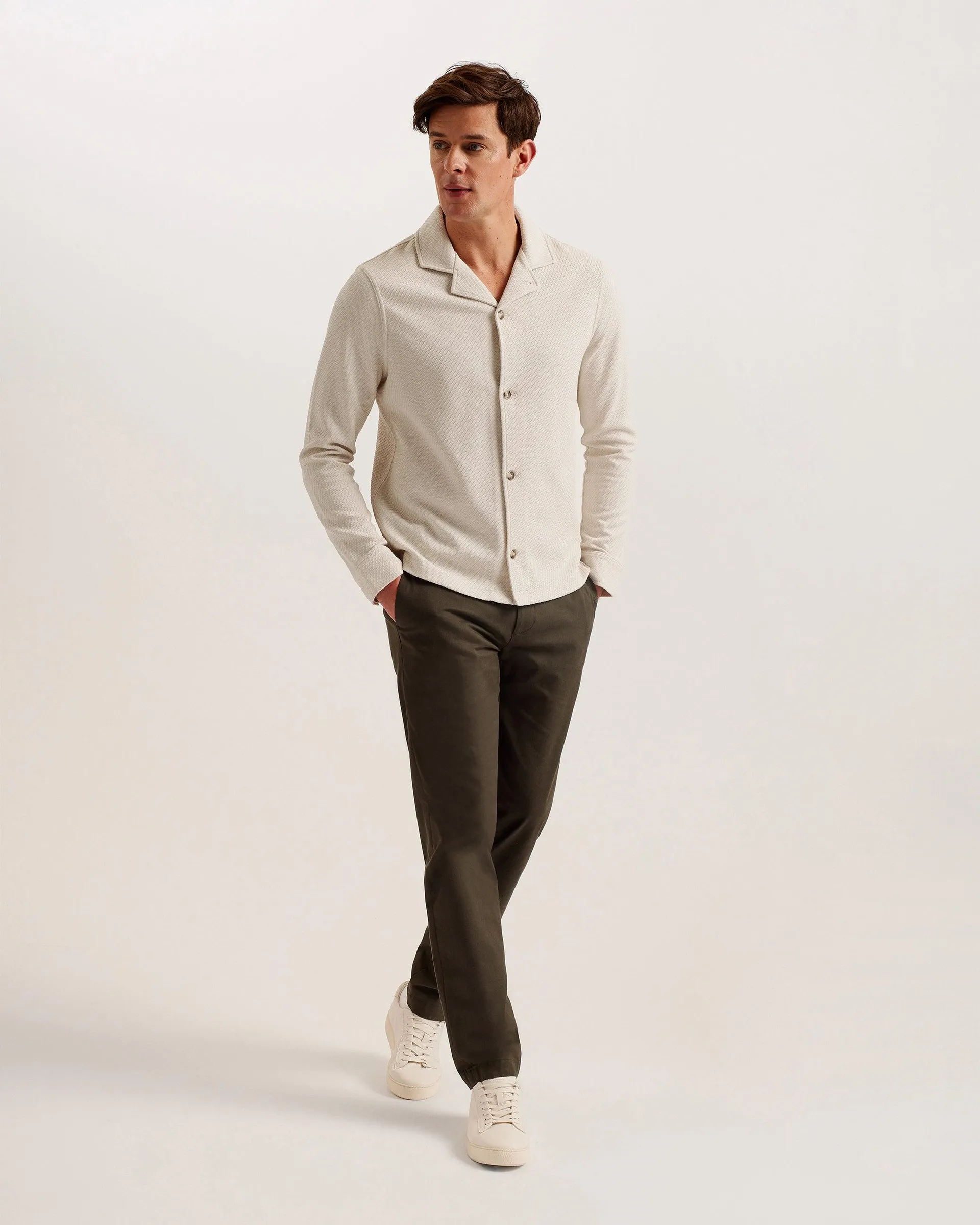 Pendul Long Sleeve Textured Jersey Shirt Stone