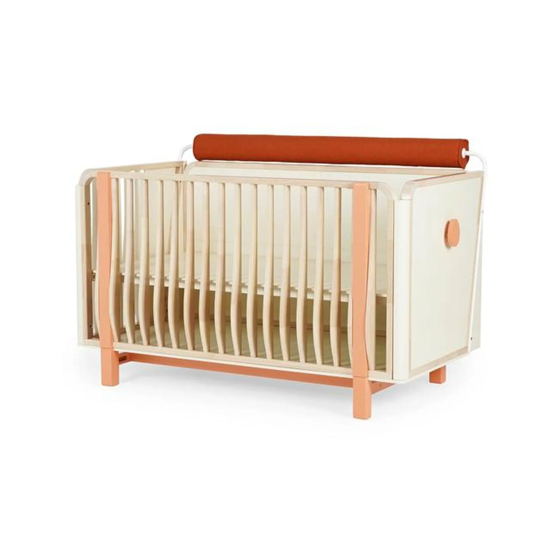 cedar-3 in 1 baby crib (convertible to sofa bed,writing desk) 70x140cm solid rubber wood - orange
