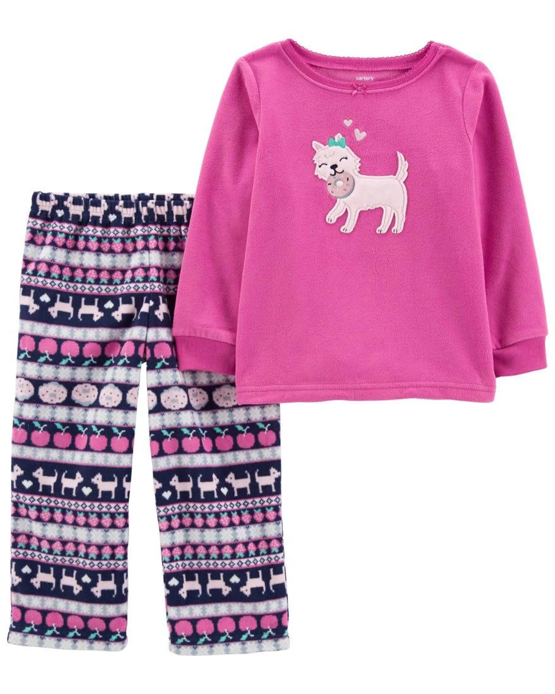 2-Piece Dog Cotton & Fleece PJs