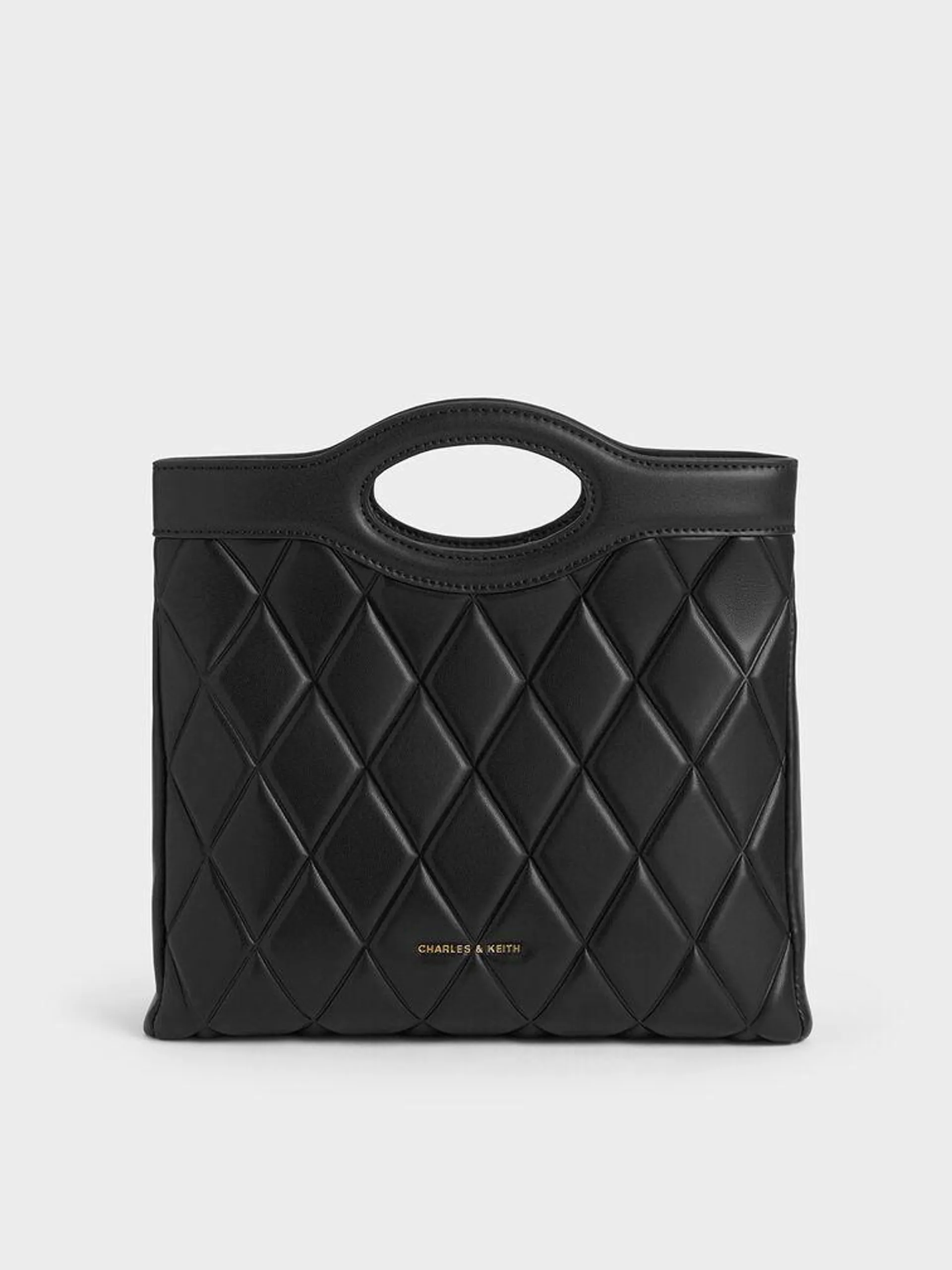 Arwen Quilted Curved-Handle Bag - Noir