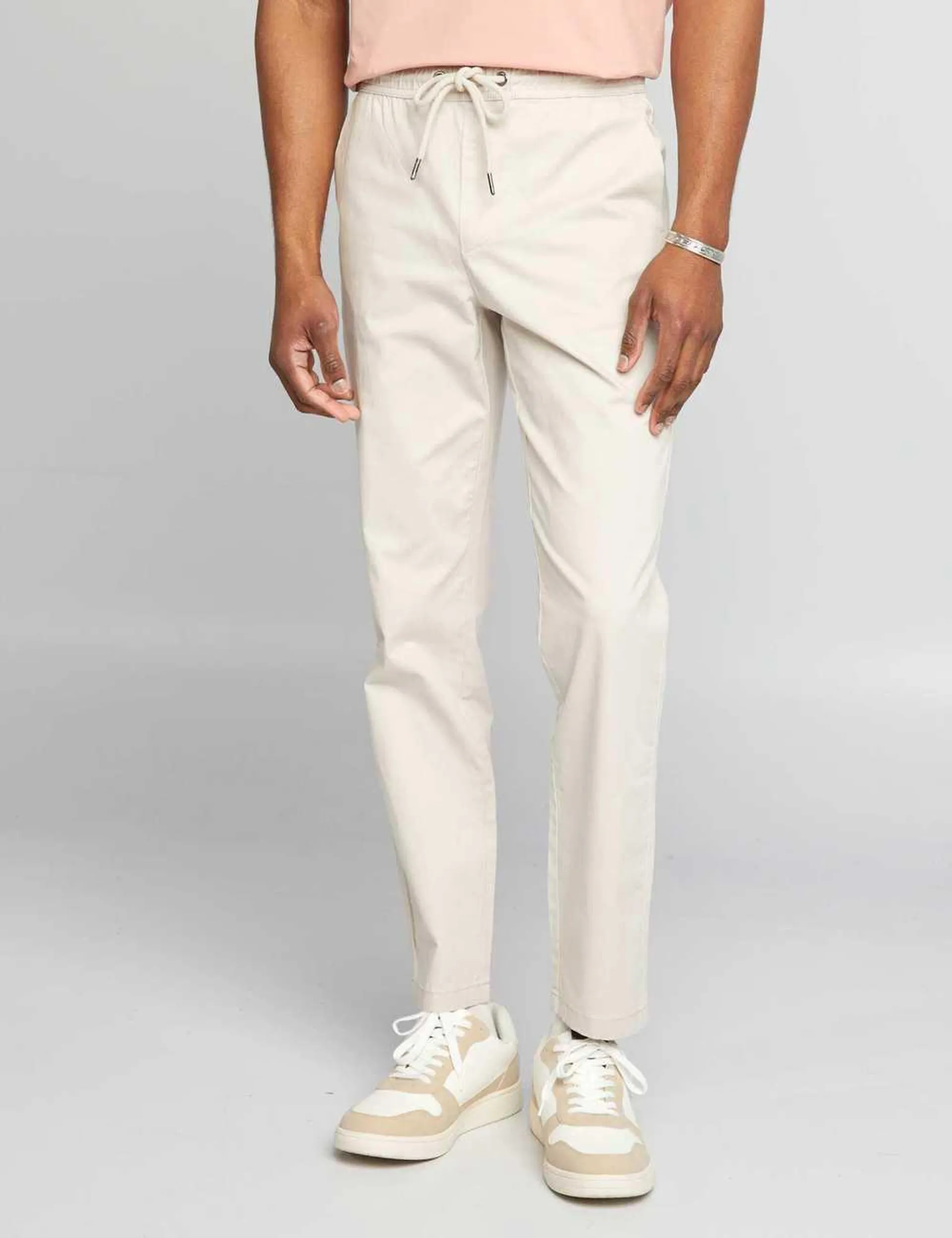 Chino trousers with elasticated waistband