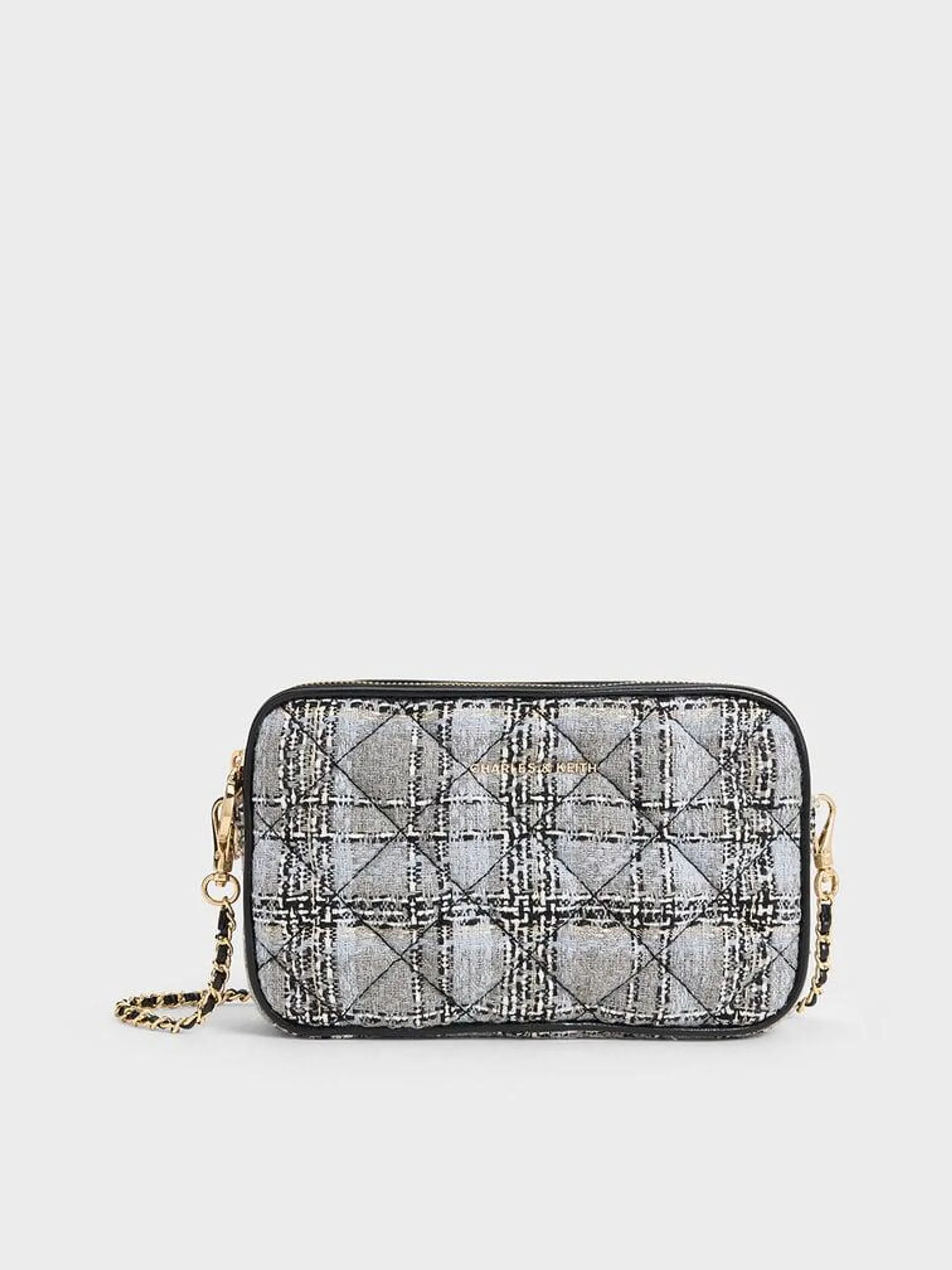 Mini Apfra Tweed Quilted Crossbody Bag