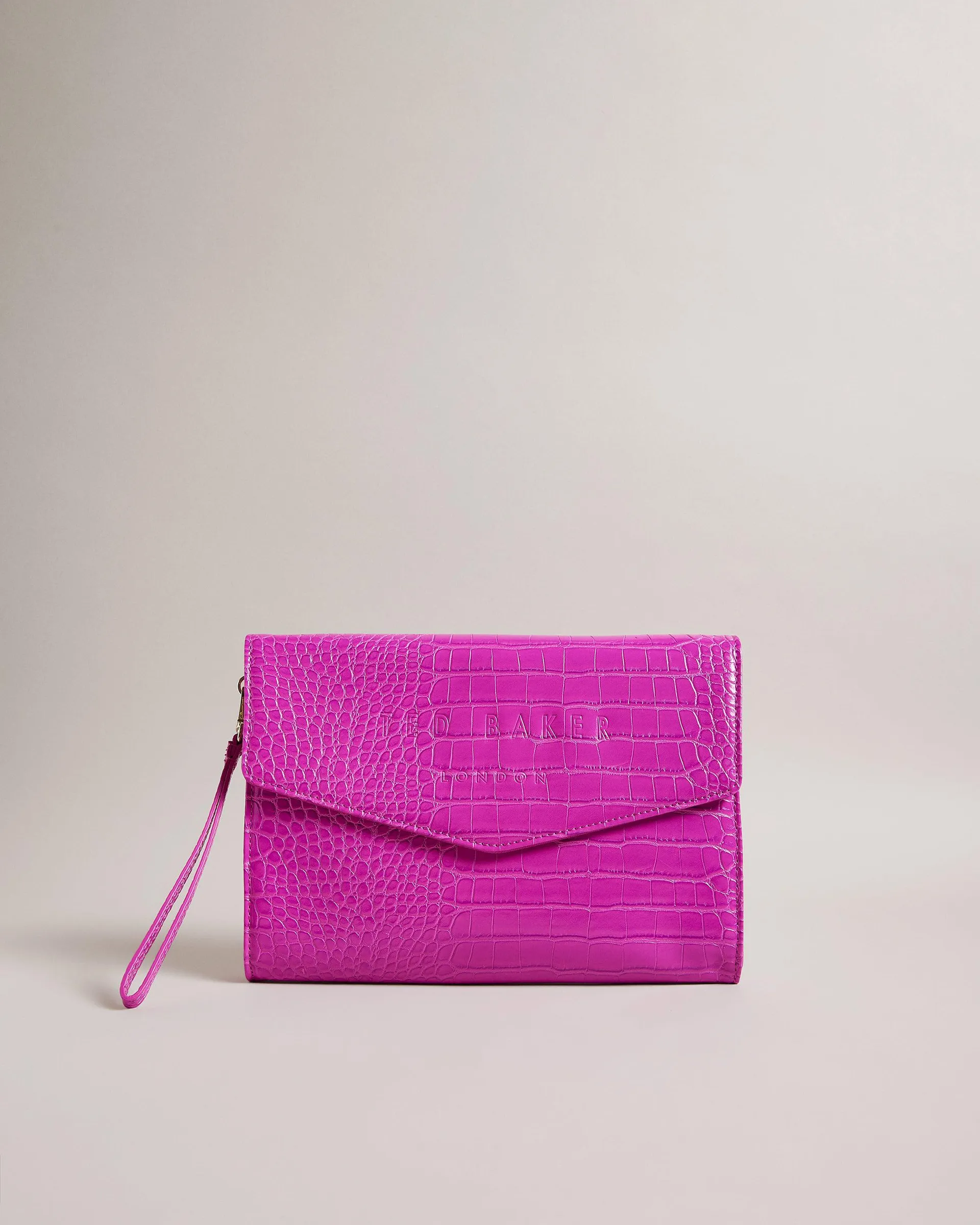Croc Detail Debossed Envelope Pouch