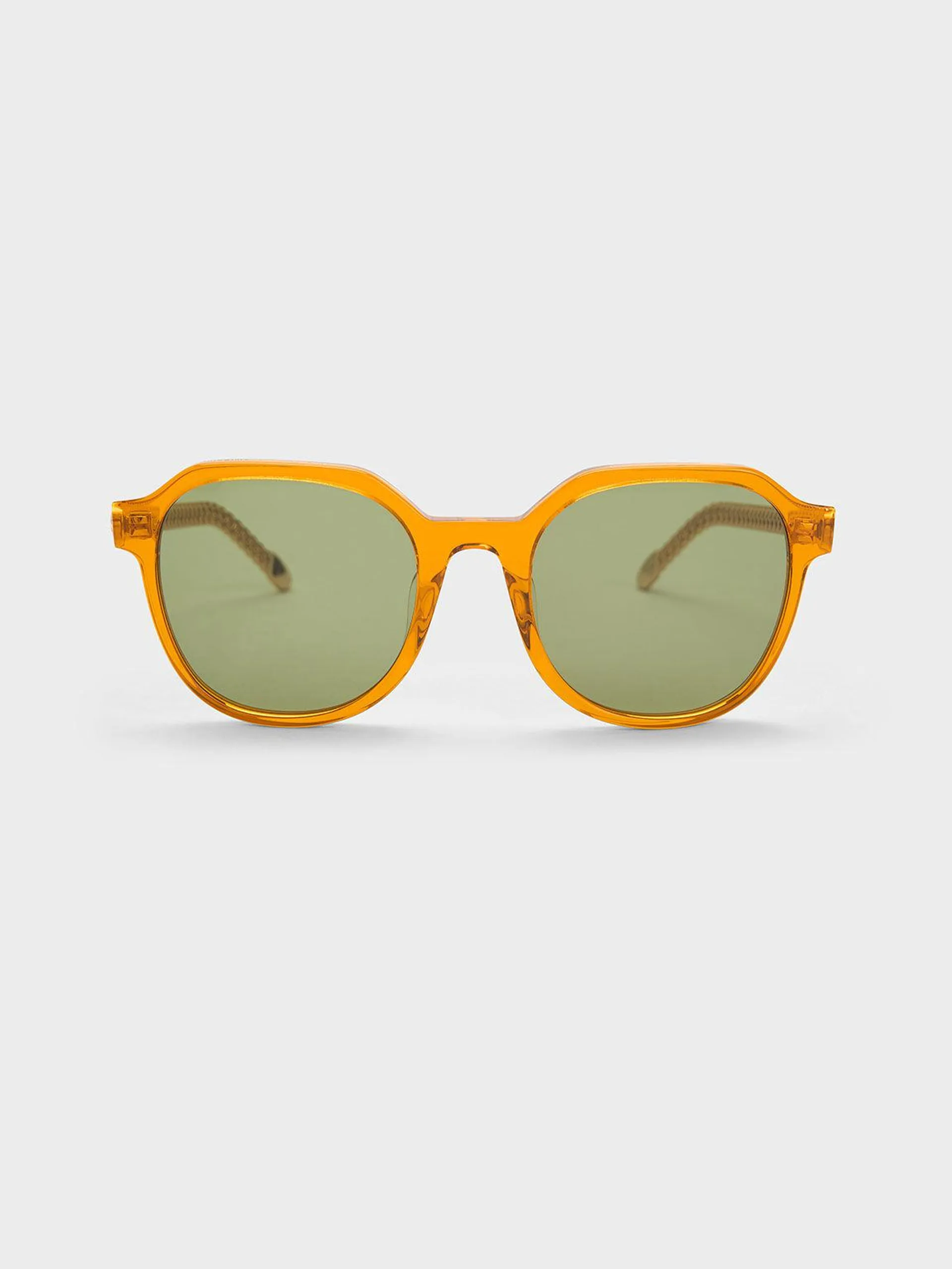 Recycled Acetate Chain-Link Sunglasses - Orange