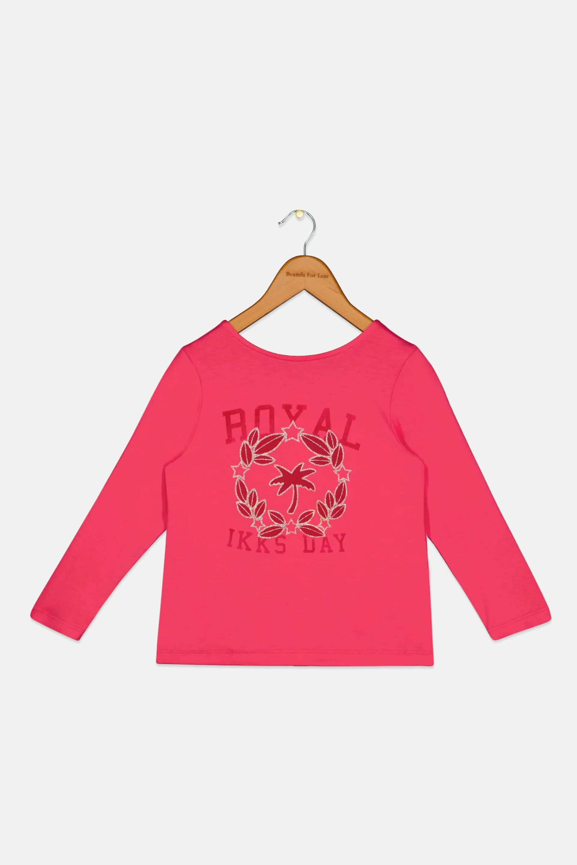 Toddlers Girl Round Neck Long Sleeve Graphic Top, Pink