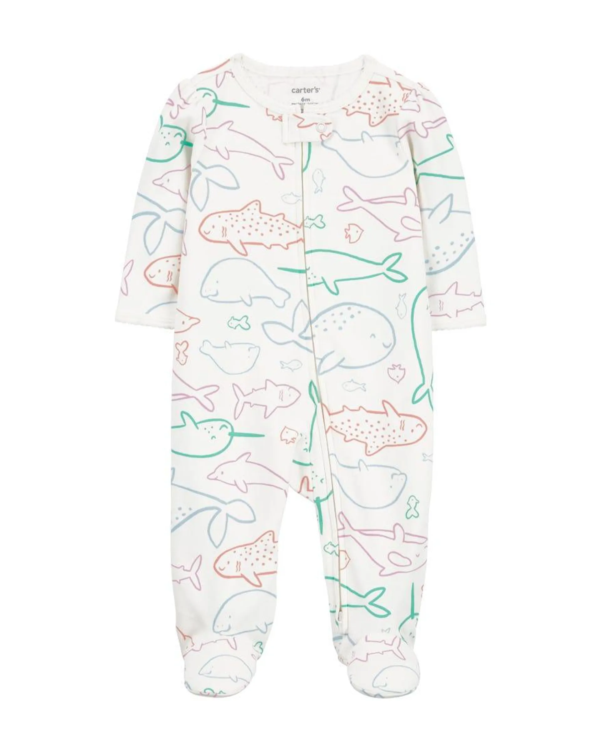 Whale Print 1-Piece Footie Pyjama