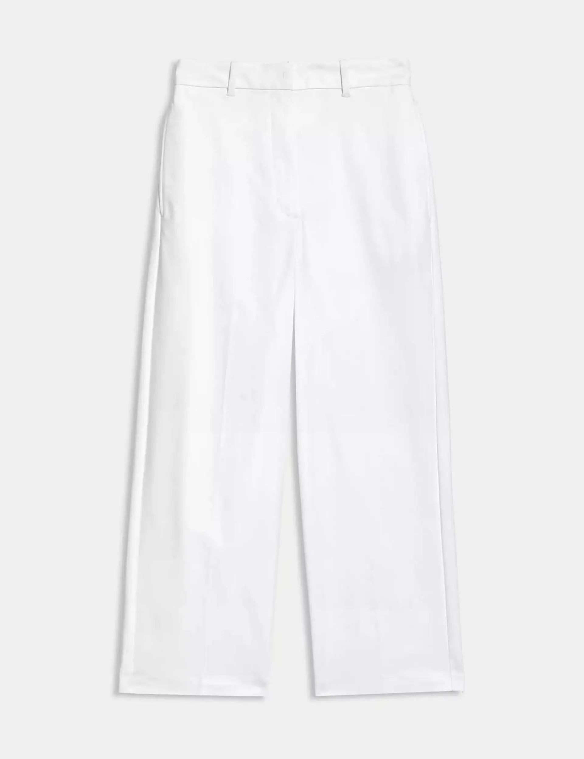 Cotton Blend Wide Leg Cropped Chinos