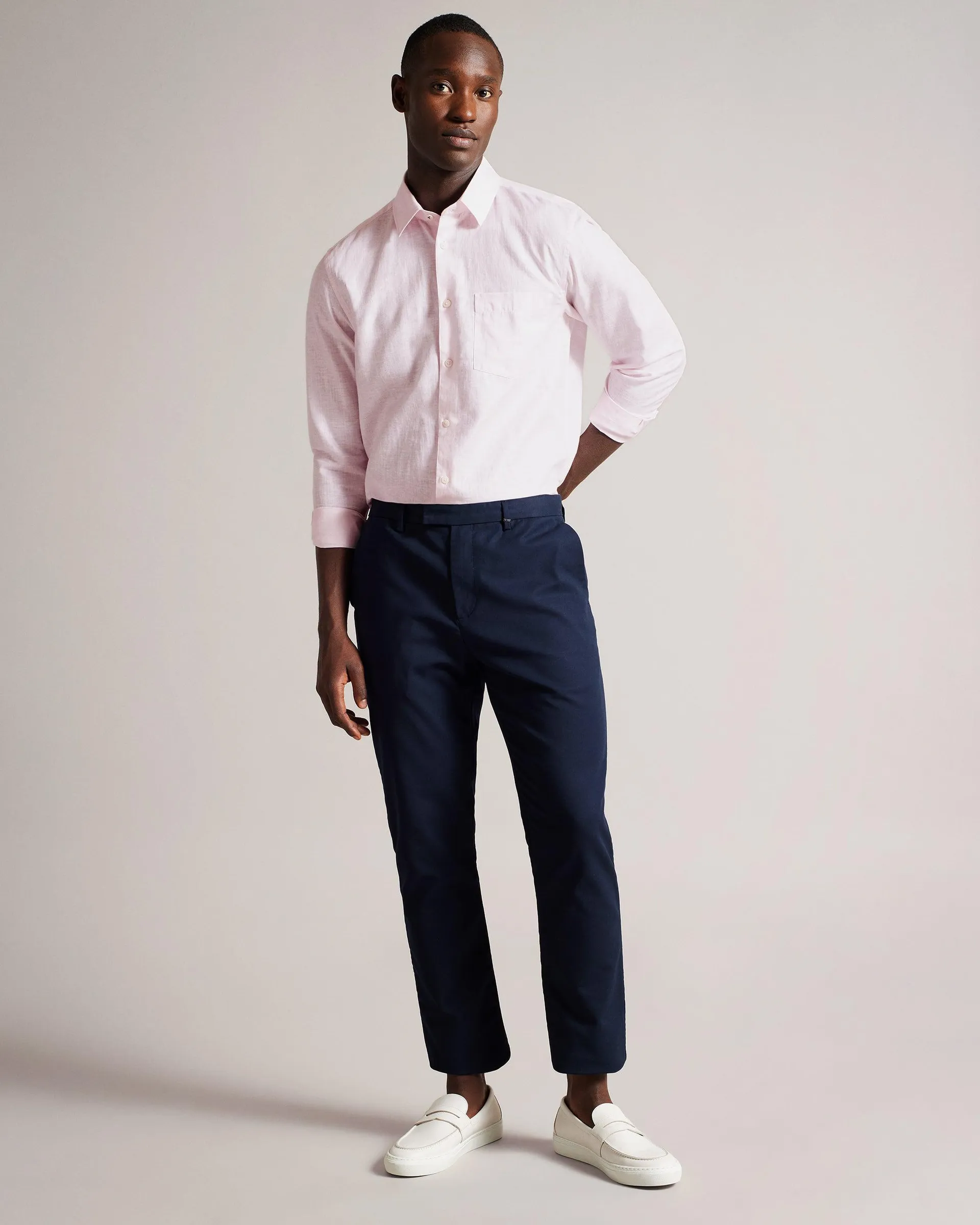 Long Sleeve Linen Blend Shirt