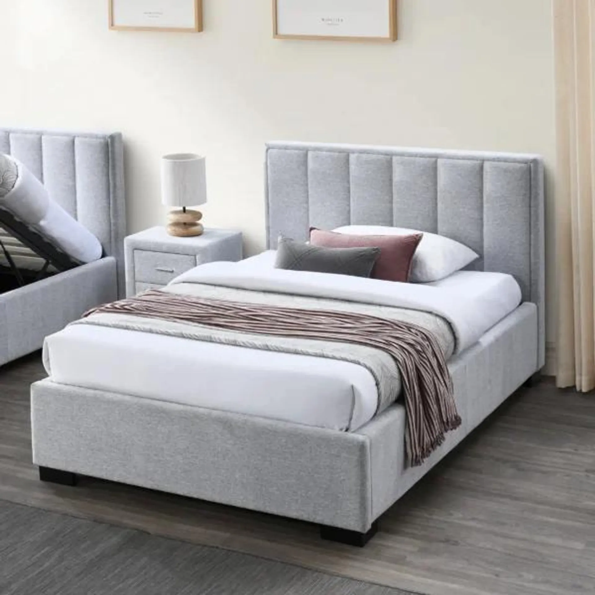 Selma Single Bed (With Hydraulic Storage) – Grey