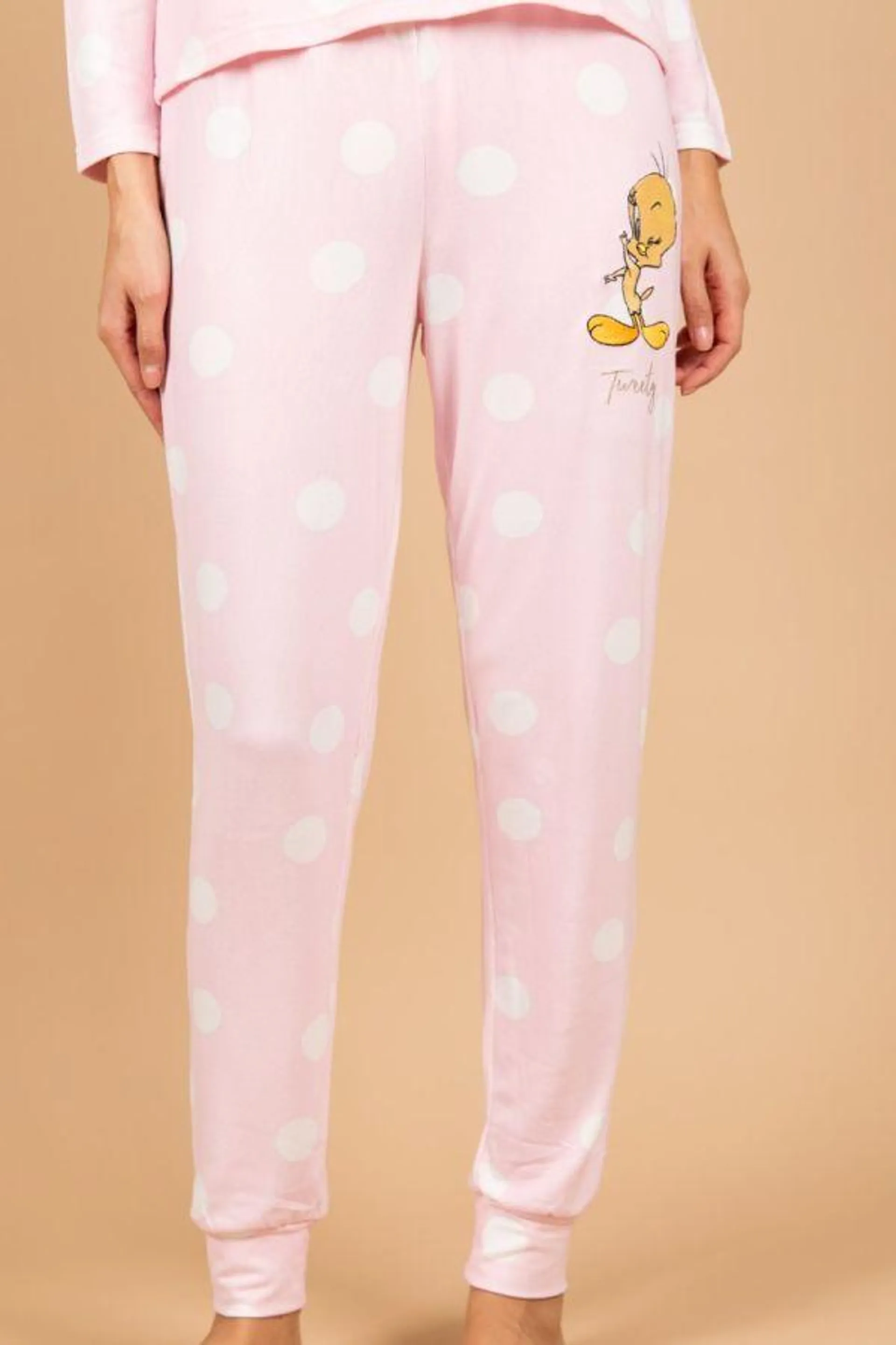 Ladies Pink Polka Tweety Pant