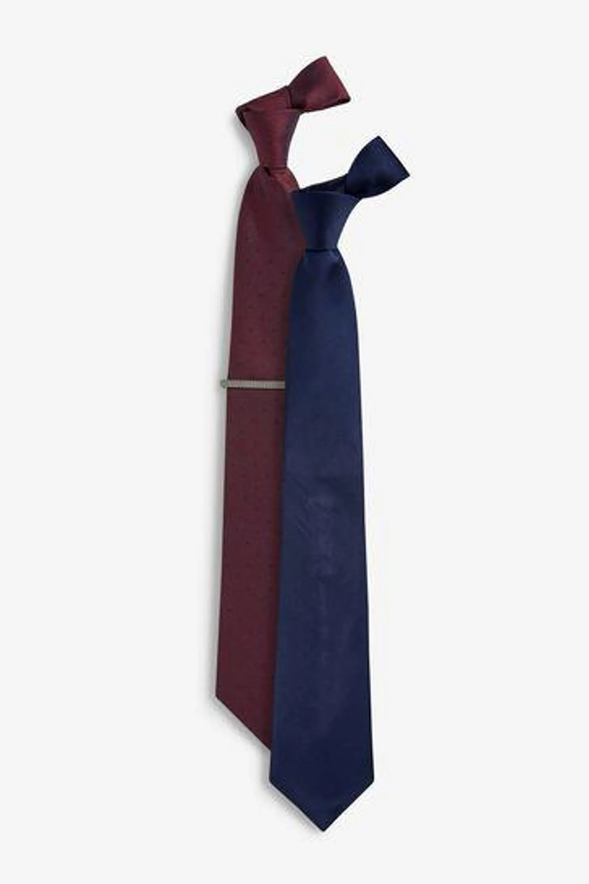 Textured Tie With Tie Clip 2 Pack