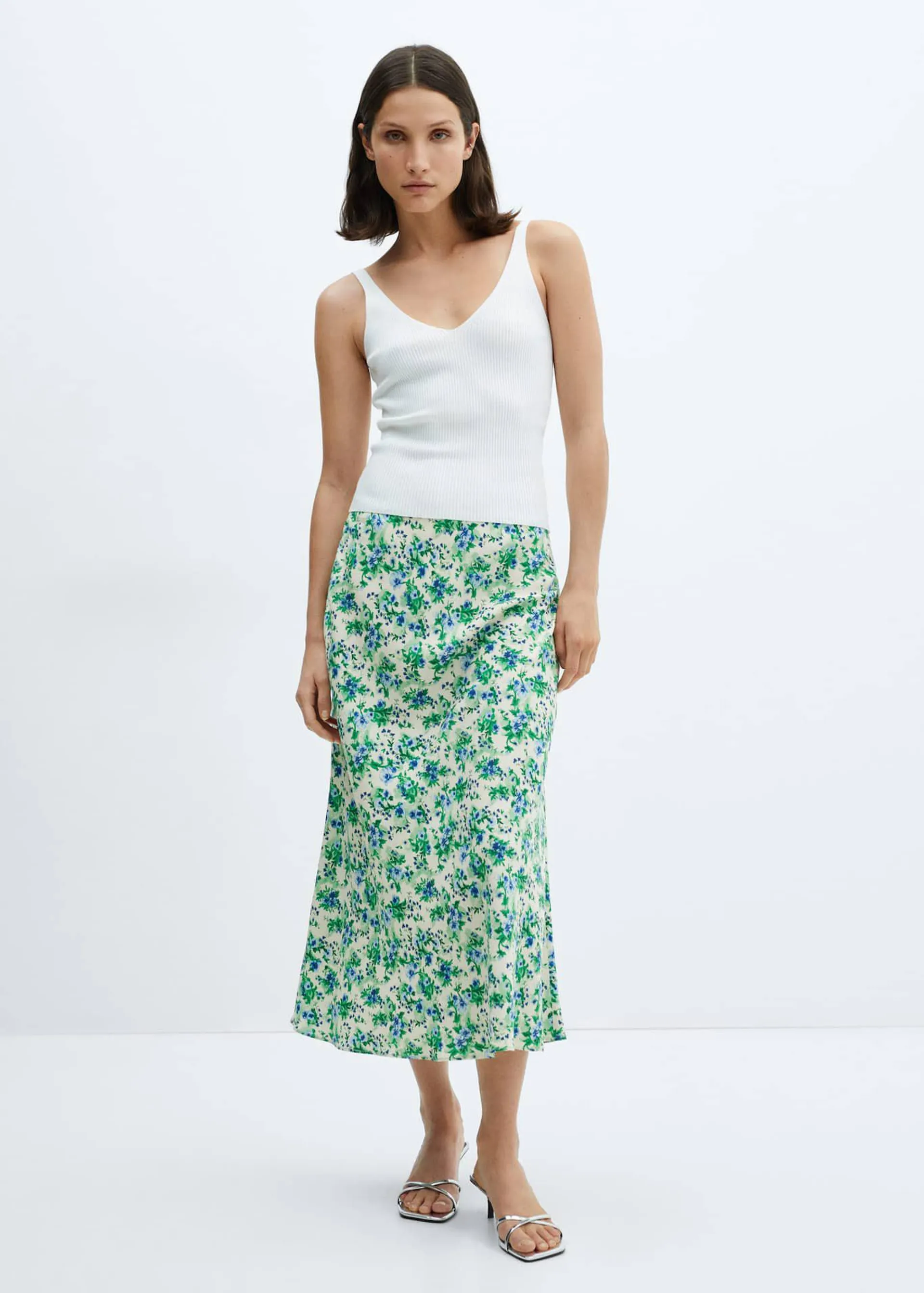 Printed satin skirt