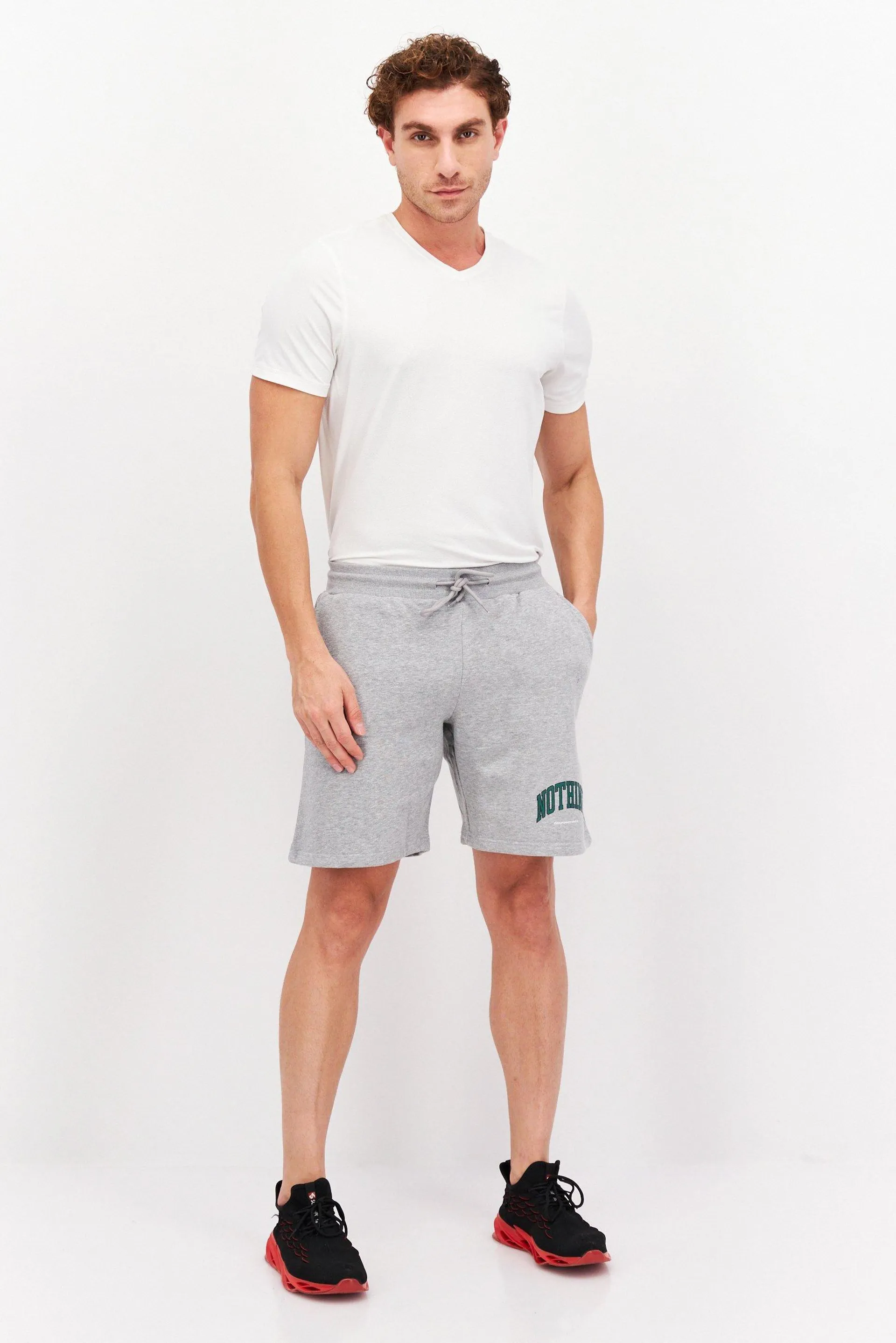 Men Drawstring Heather Short, Grey