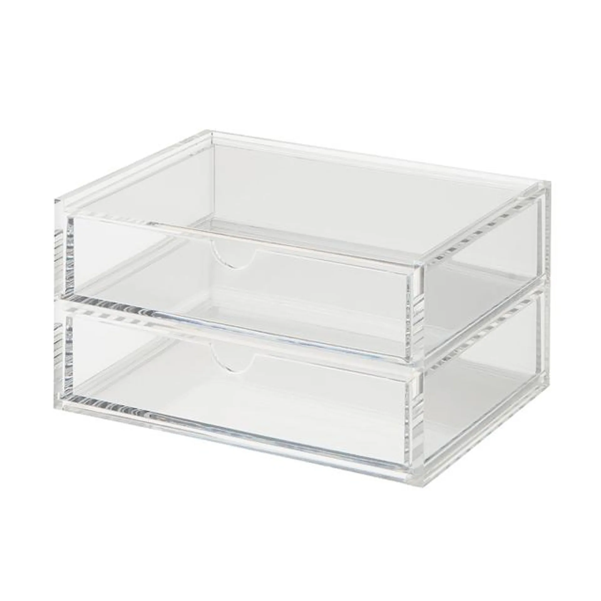 Stackable Acrylic Storage Case with 2 Layered Drawer, Clear