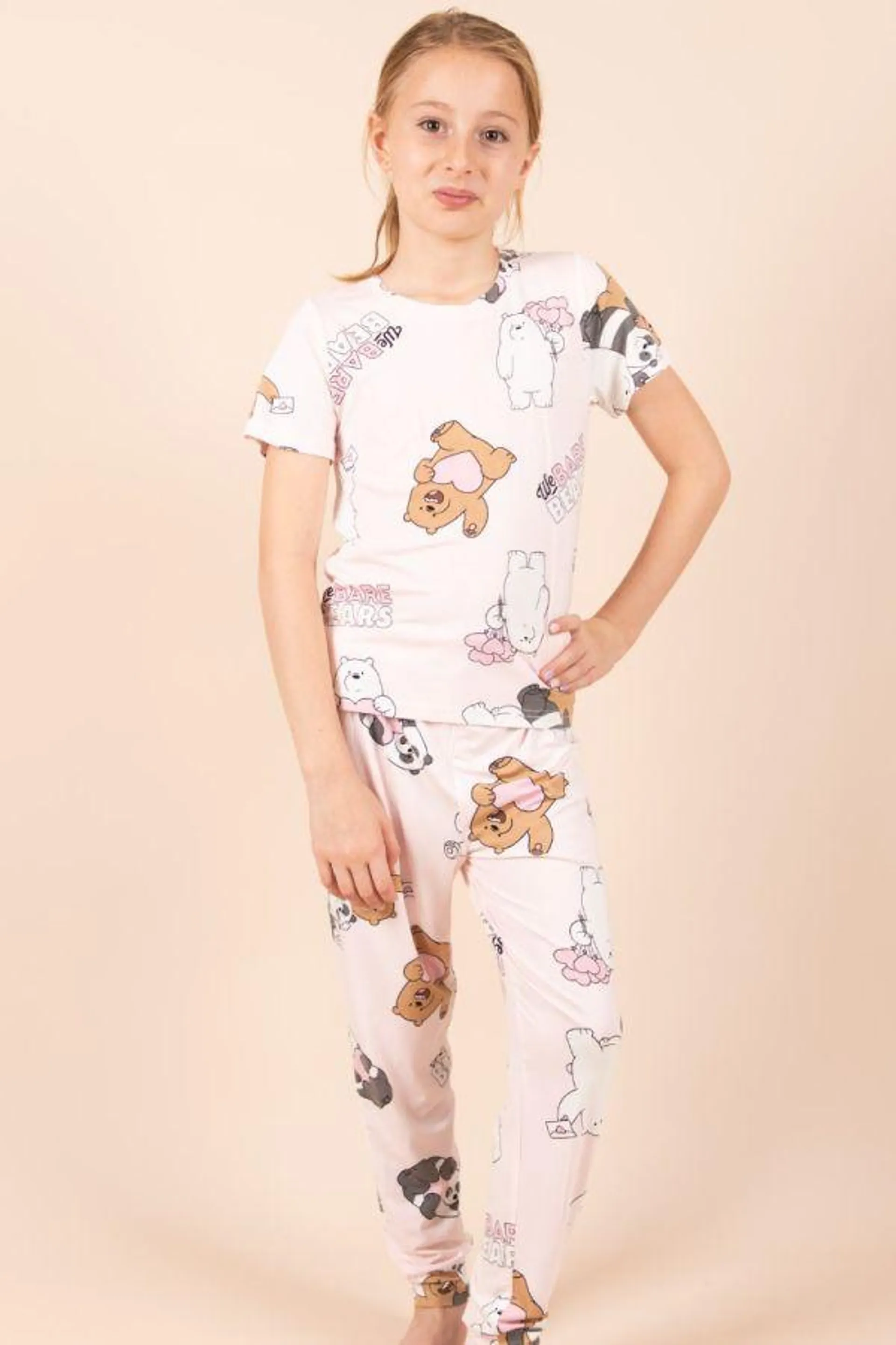 Girls Pink We Bare Bears Hearts PJ