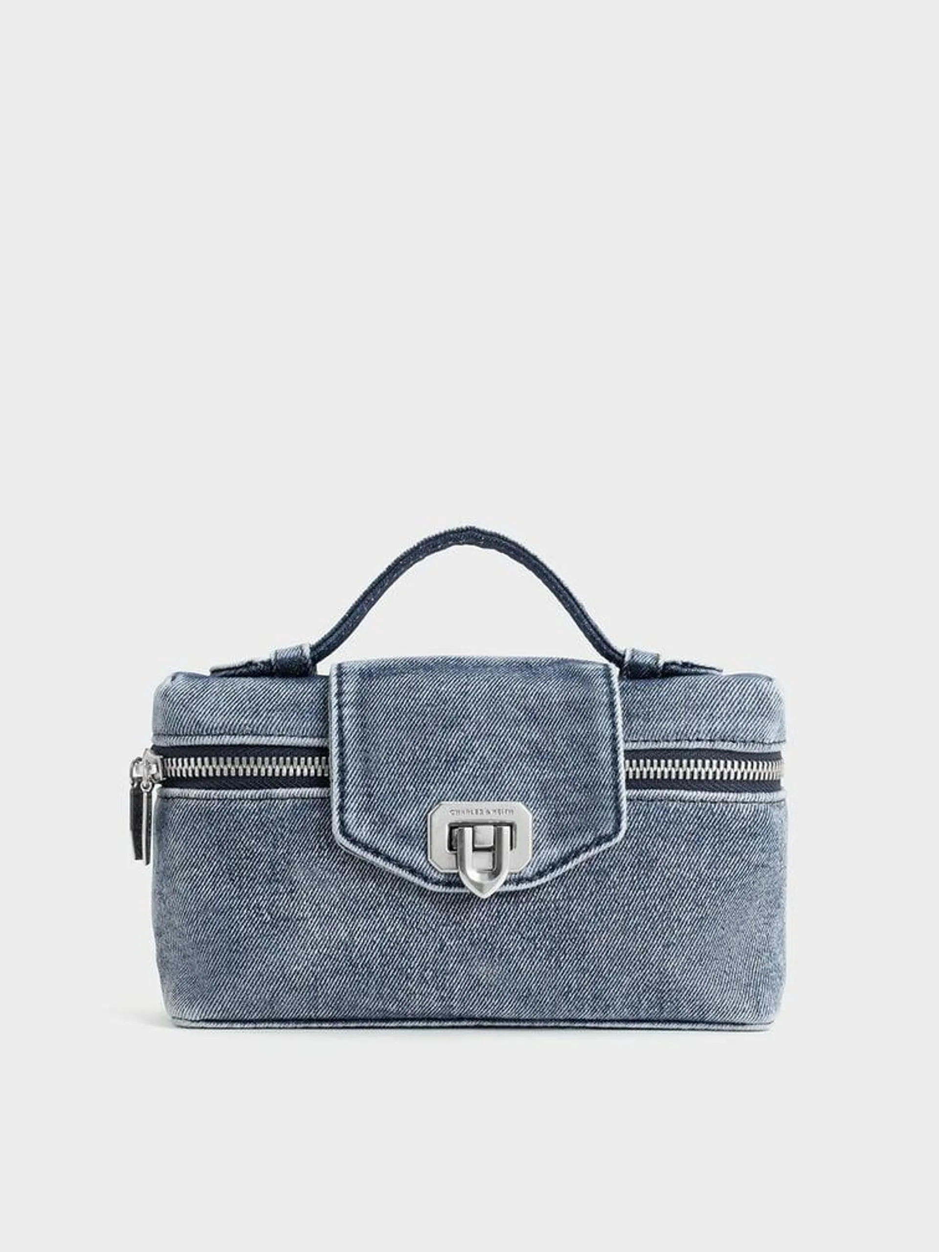 Arwen Denim Top Handle Vanity Bag - Denim Blue