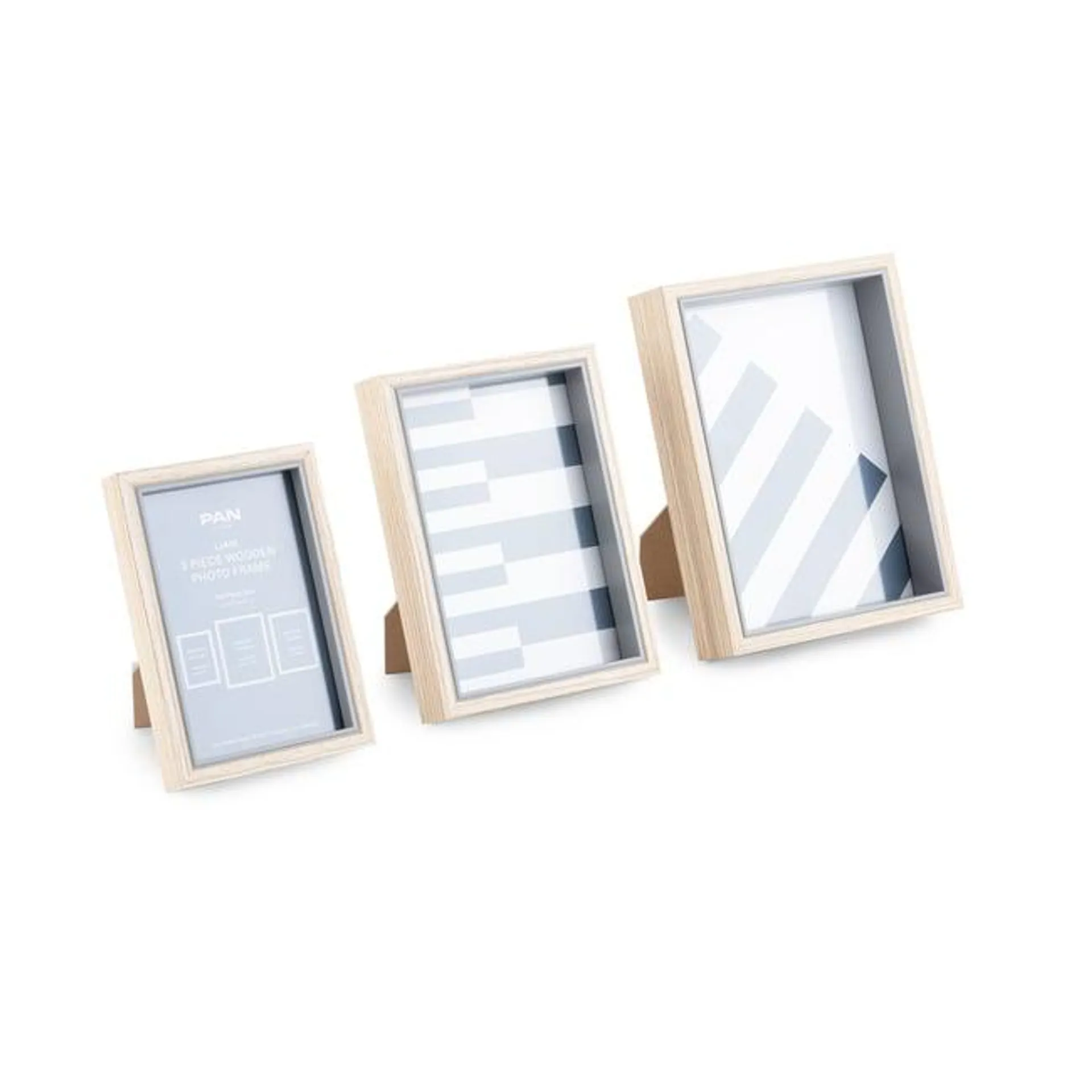 liam pack of 3 wooden photo frame set-24.5x19.5x4.7cm, 21.7x16.7x3.7cm, 16.7x11.7x2.7cm- brown