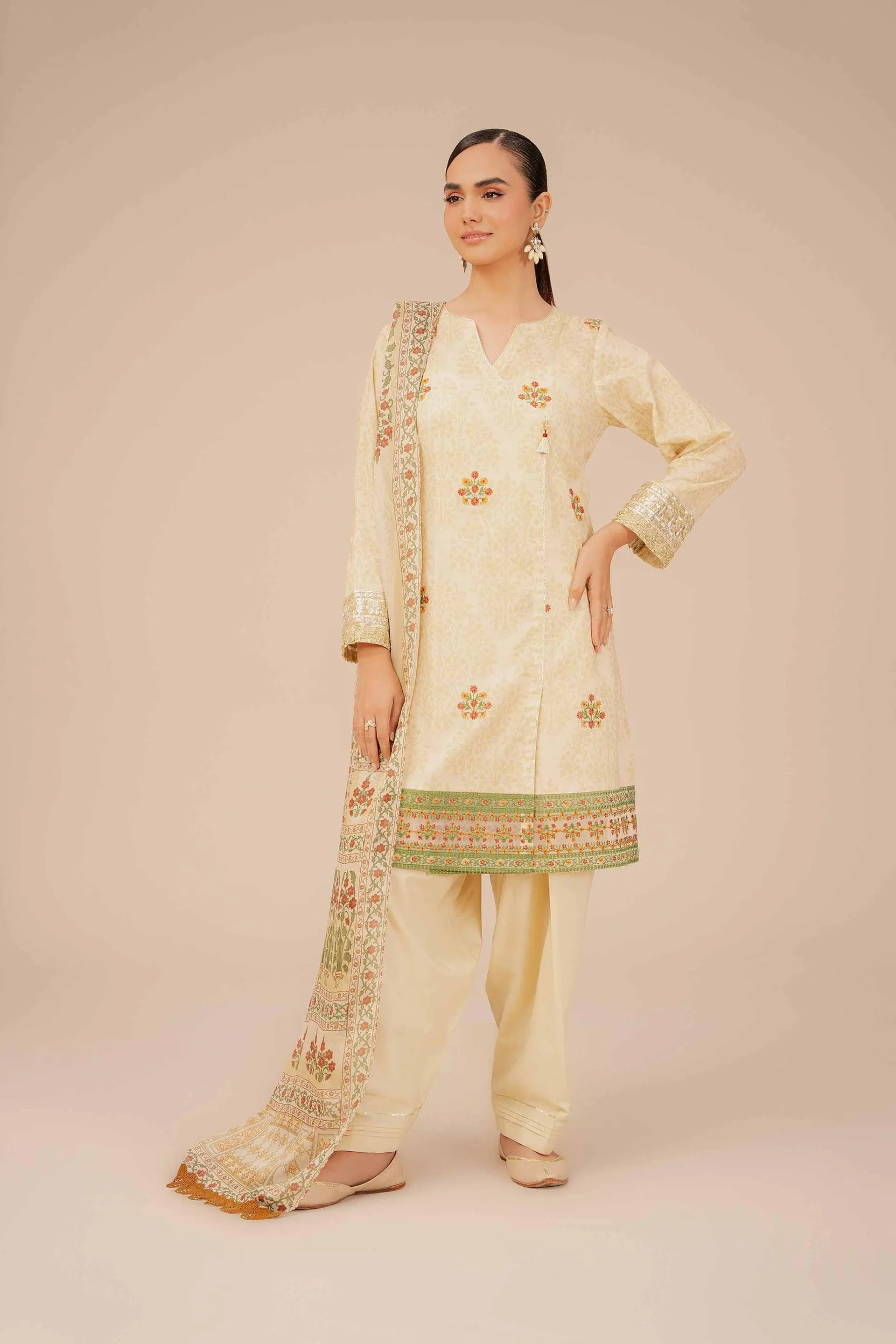 2 Piece - Printed Embroidered Suit - 42401950