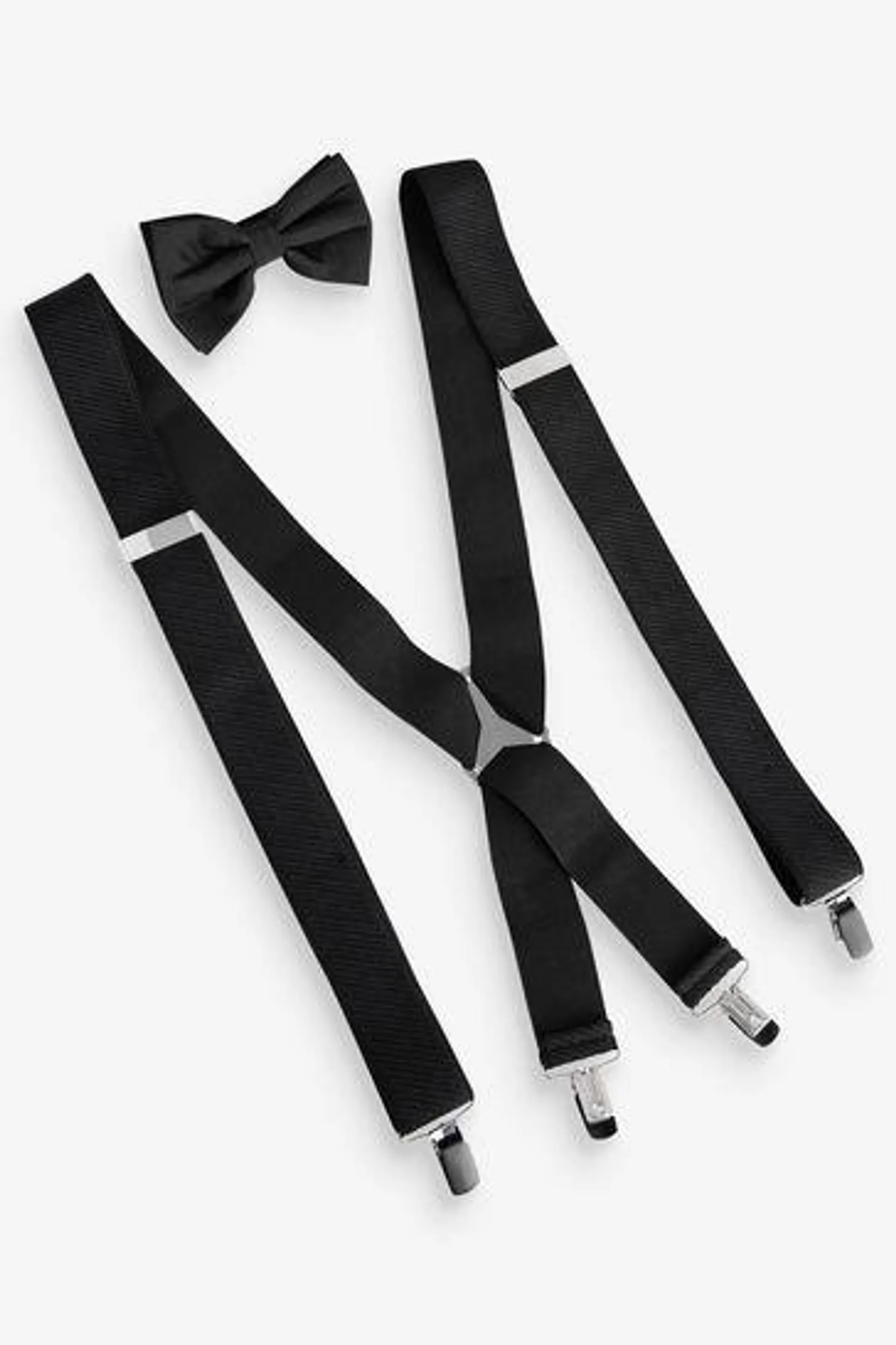 Black Wide Braces and Bow Tie Set