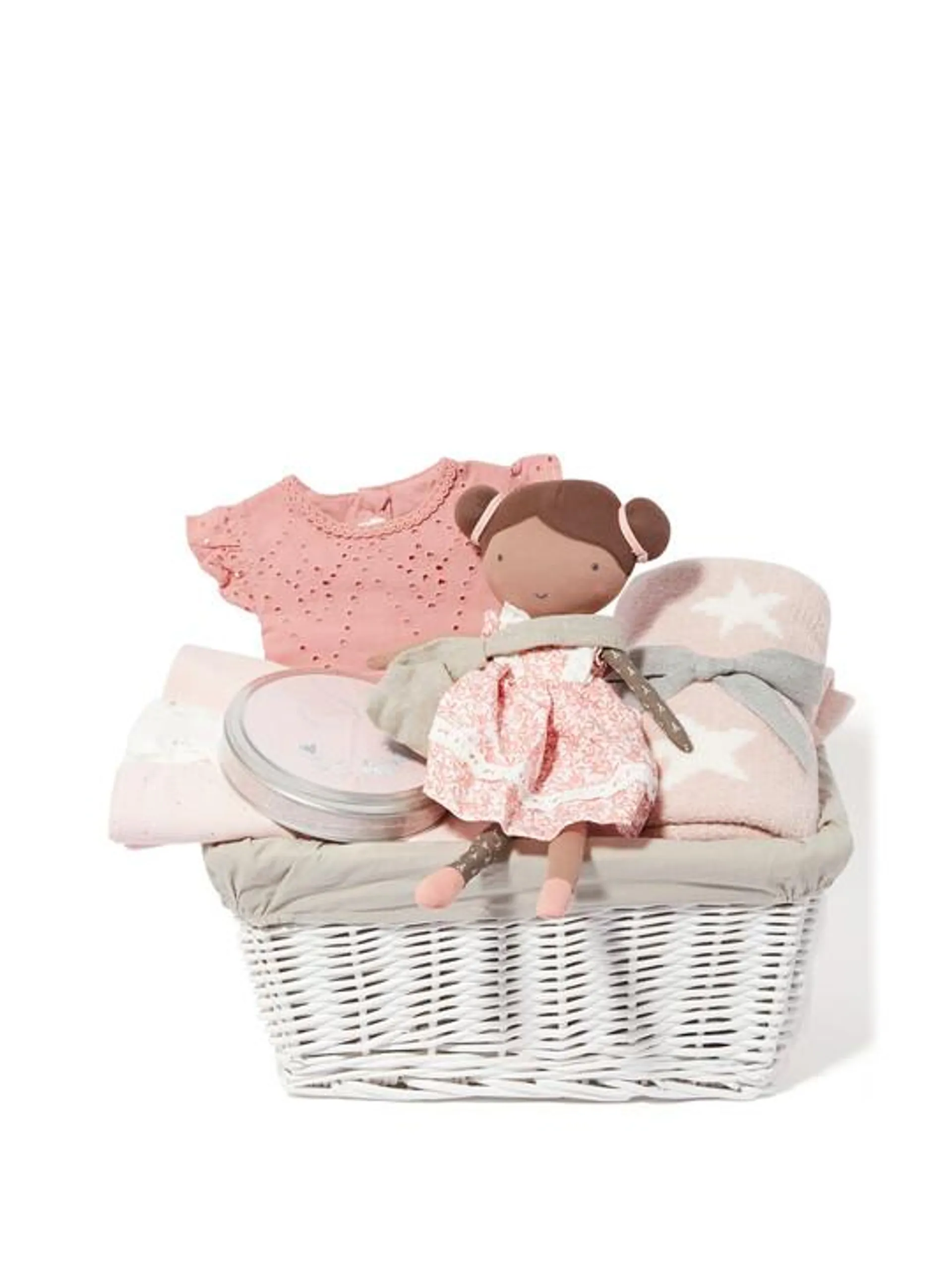 Baby Gift Hamper - 5 Piece Set with Pink Eid Broderie Romper