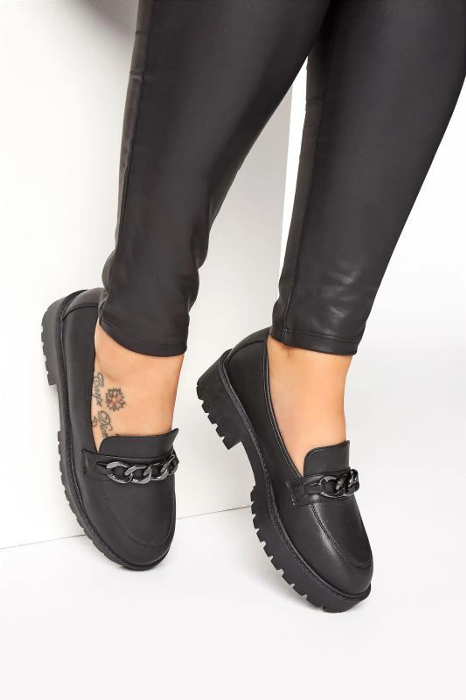 LIMITED COLLECTION Black Chunky Loafers In Wide E Fit & Extra Wide EEE Fit