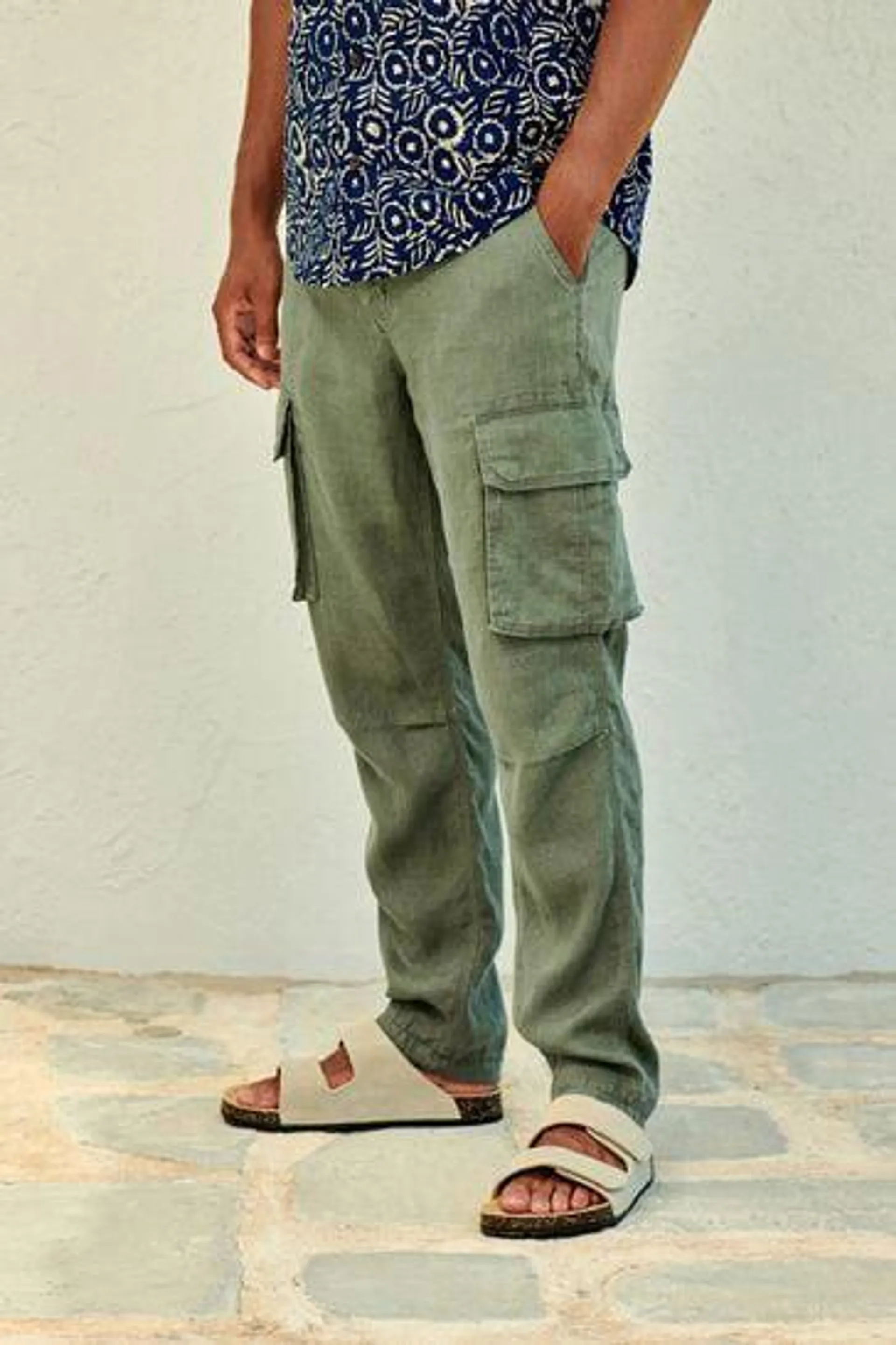 100% Linen Cargo Trousers