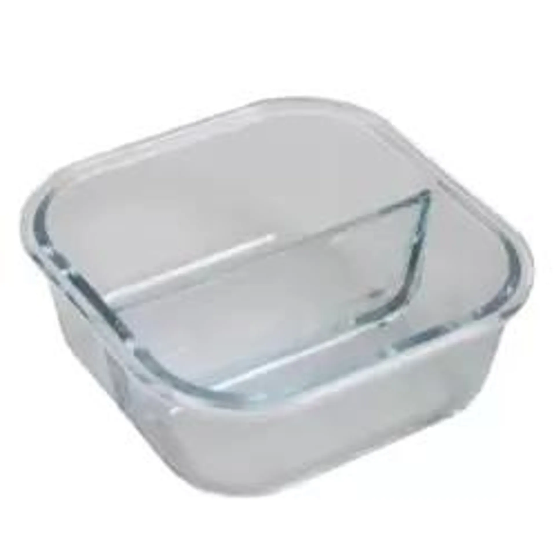 Two Compartments Borosilicate Heat Resistant Glass Lunch Box With Airtight Lid Square- 770ml