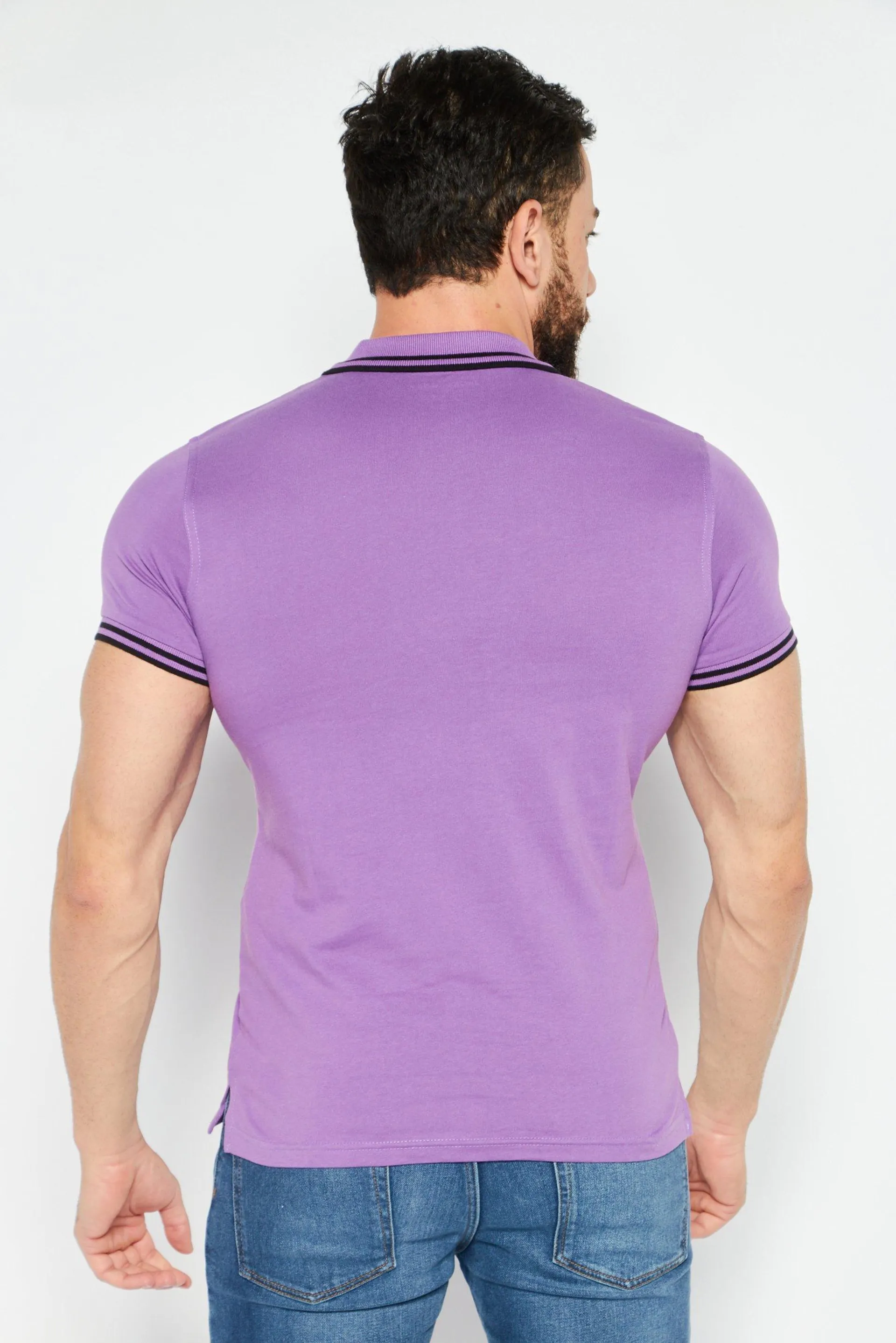 Men Regular Fit Solid Short Sleeve Polo Shirt, Purple