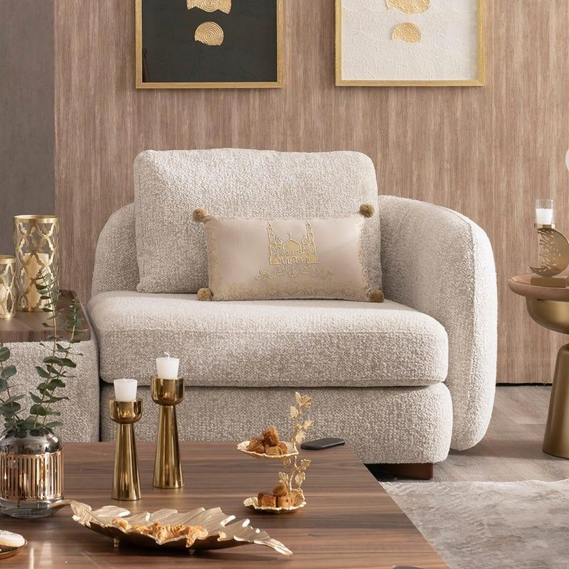 Valencia 1-Seater Sofa, Cream