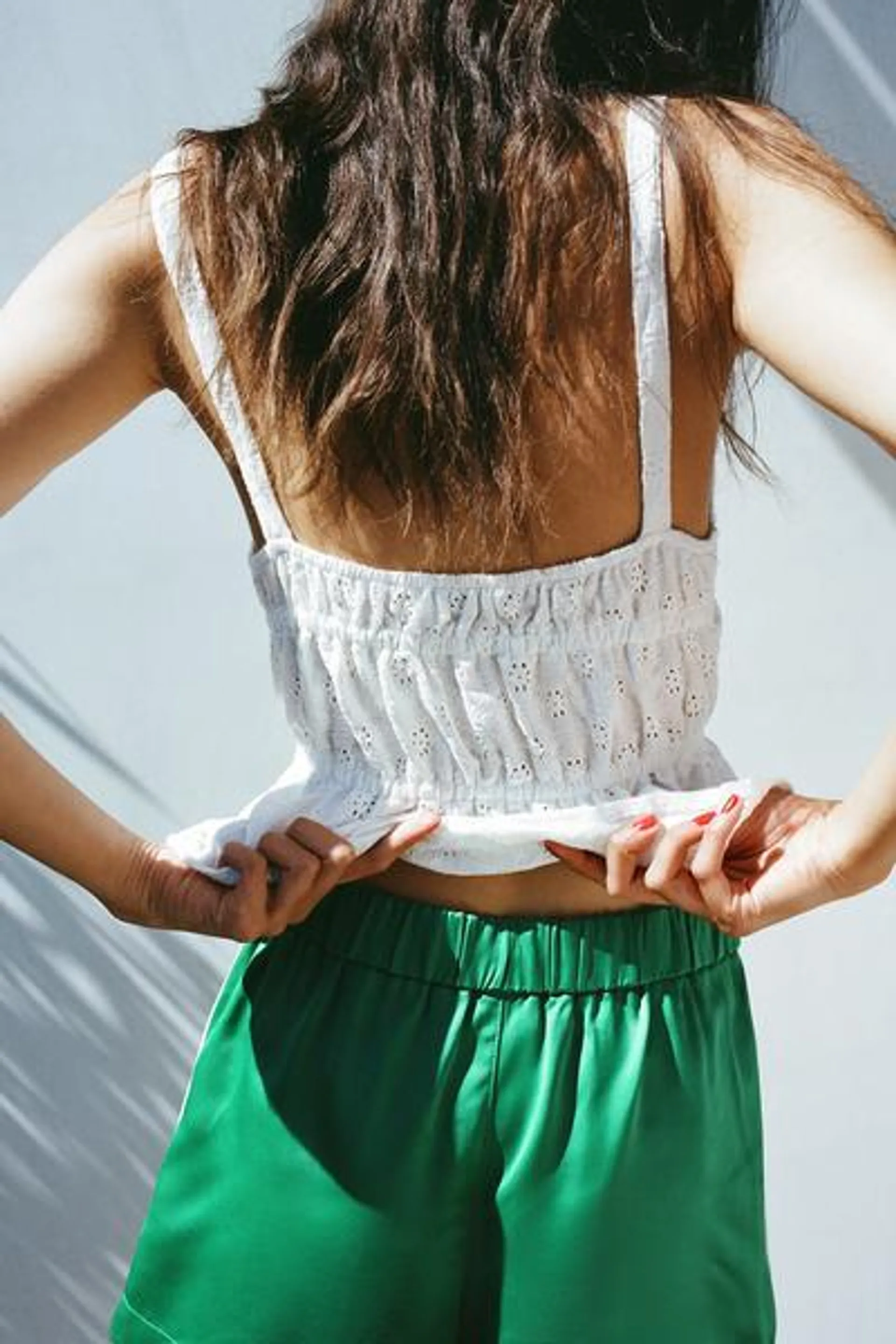 EMBROIDERED TOP WITH TIES