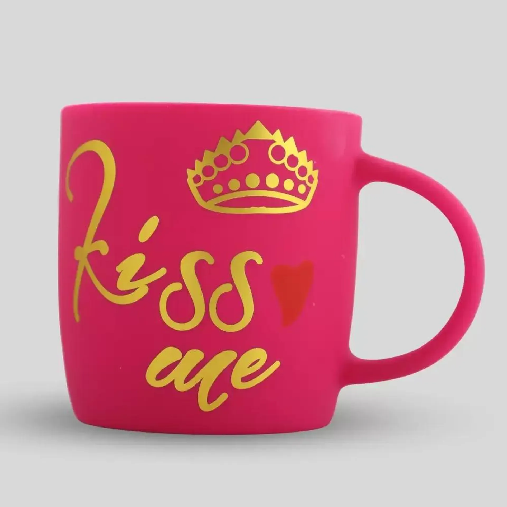 Personalized Ceramic Coffee Tea Mug With Kiss Me Printed- Pink