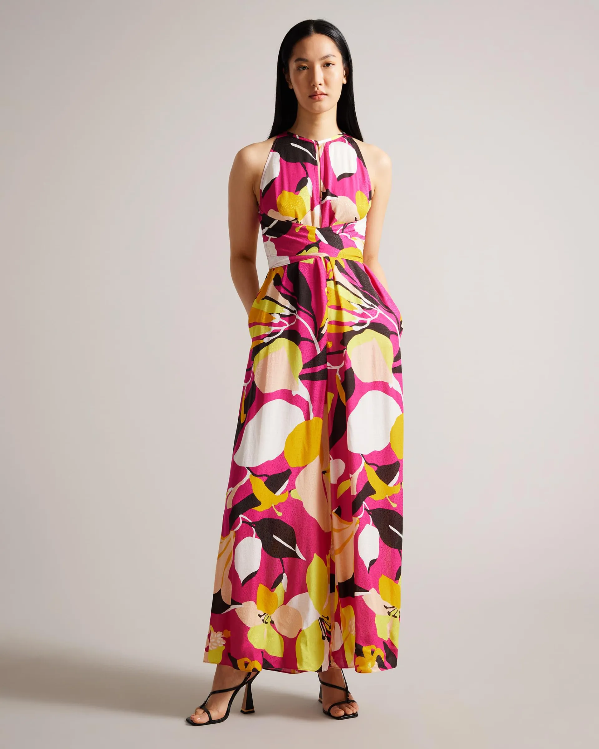 Halterneck Jumpsuit with Wrap Bodice Detail