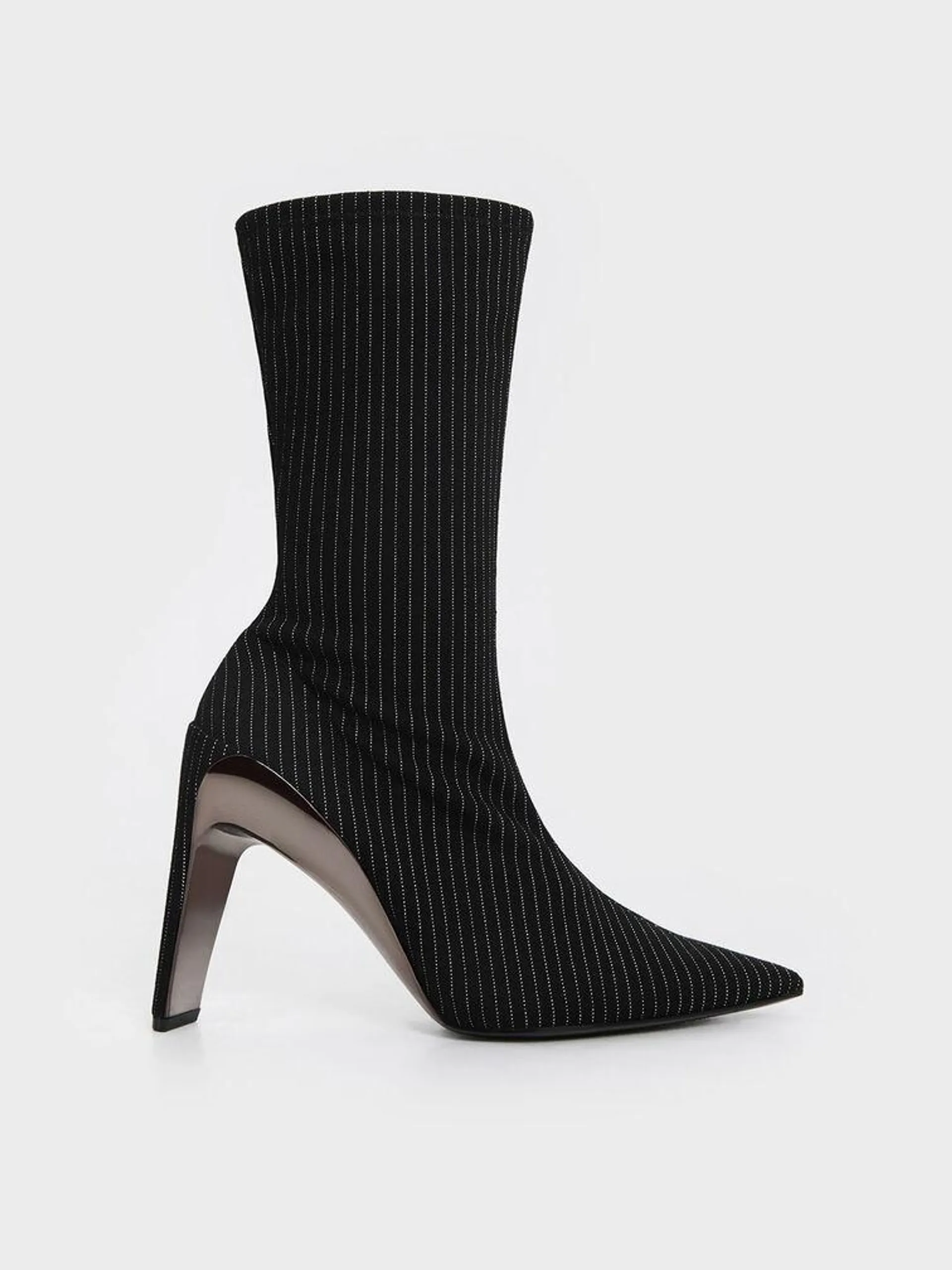 Devon Metallic Striped Blade-Heel Ankle Boots