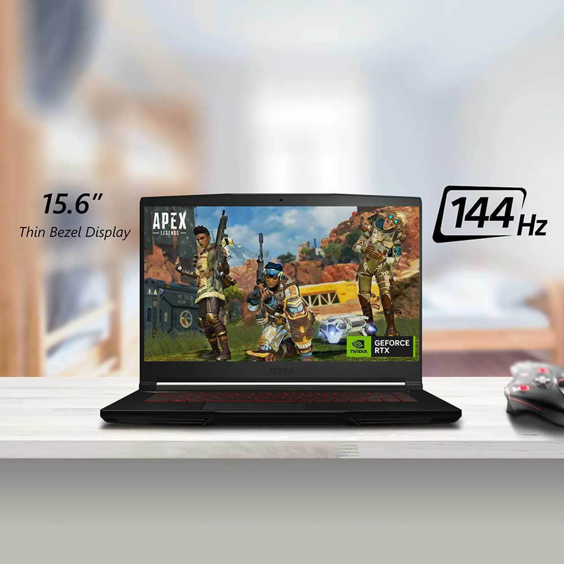 MSI THIN GF63 12VE, BLACK, 15.6" FHD (1920X1080) 144HZ, Intel Core i5-12450H, 8GB, 512GB NVME PCIE SSD, NVIDIA GEFORCE RTX4050 6GB, WIN 11 HOME, ENG-ARB KYB, 1 YEAR WARRANTY