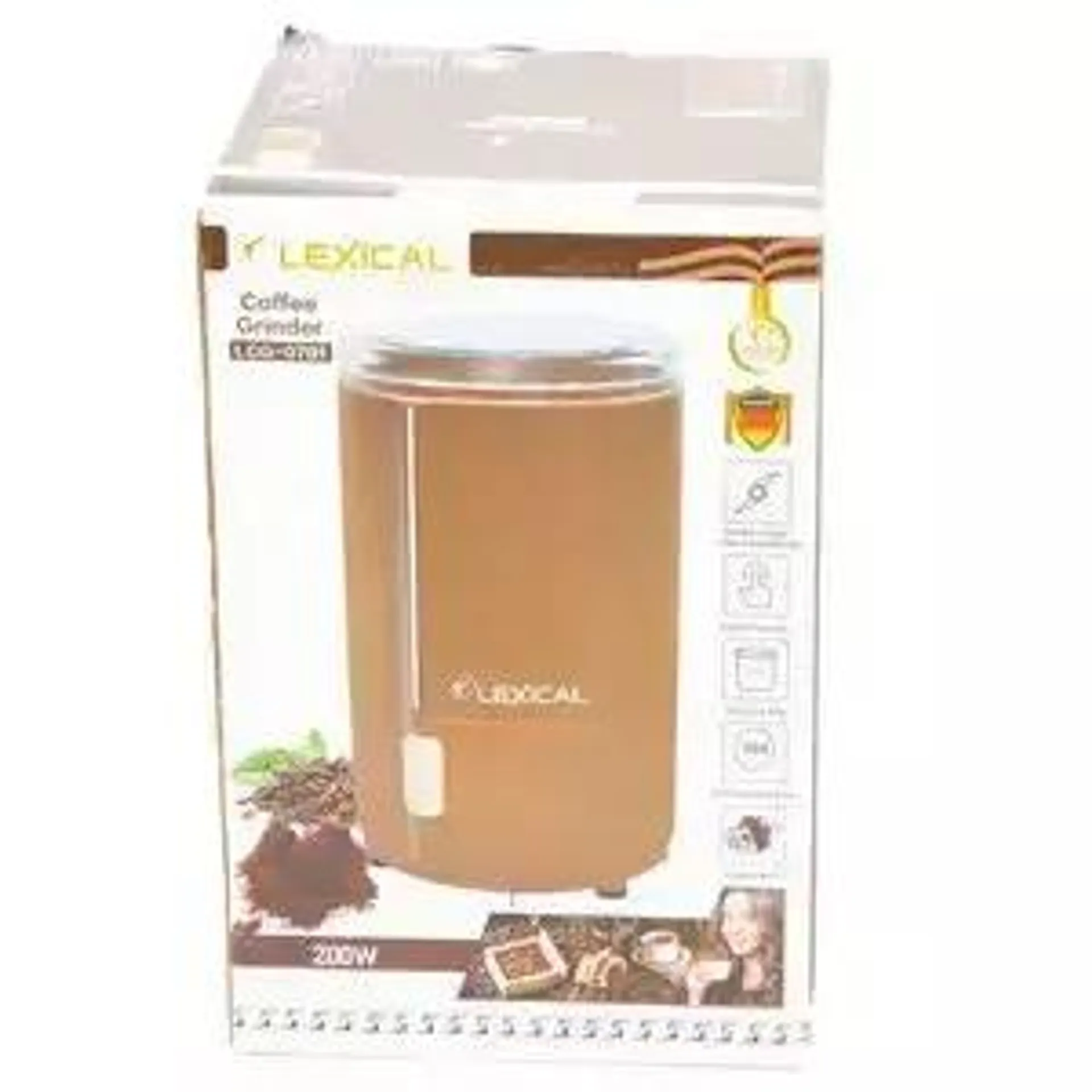 Lexical Electric Coffee Grinder with Stainless Steel Blades- Brown Color