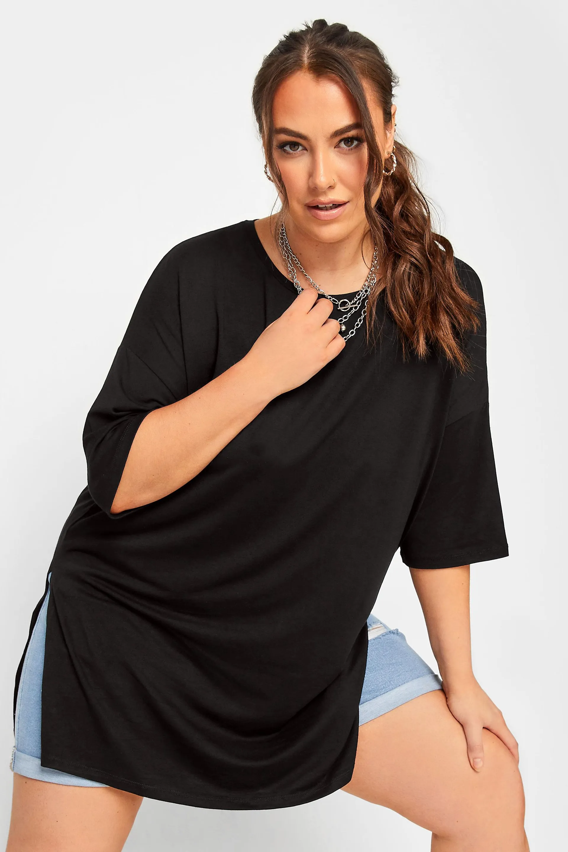 YOURS Curve Black Oversized T-Shirt