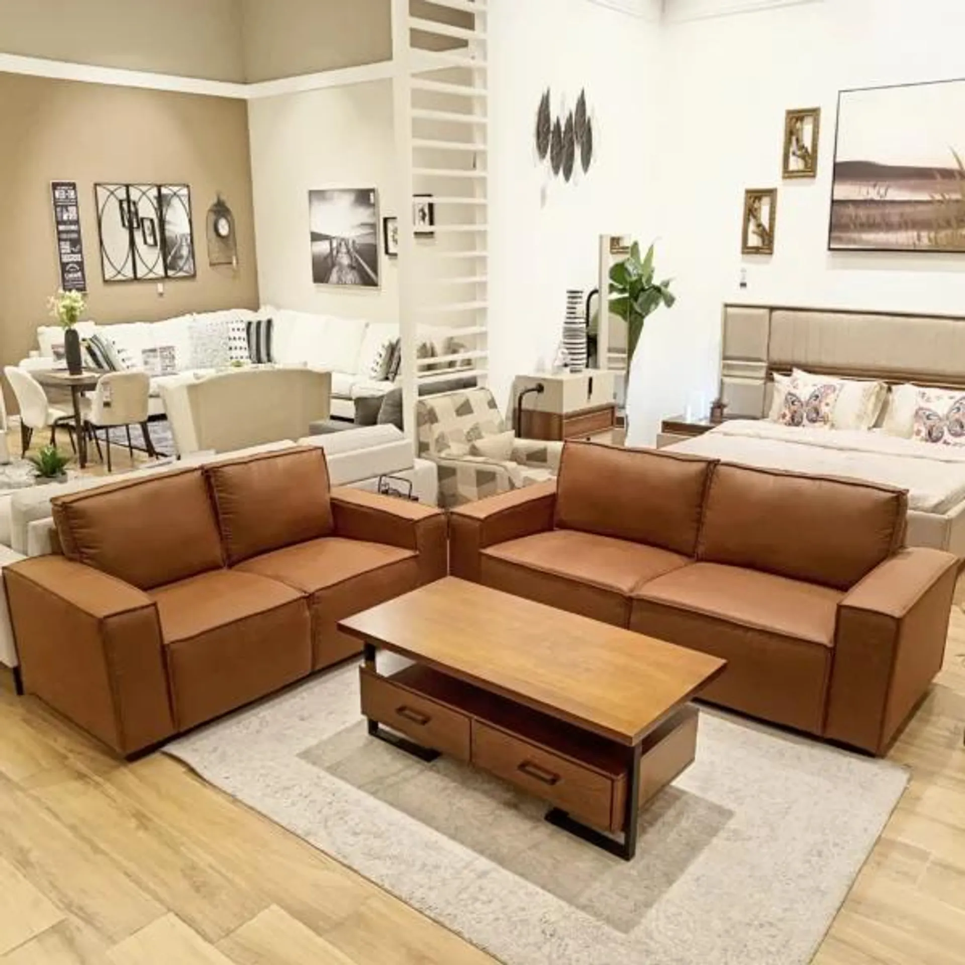 Zech Sofa Set (3+2) – Light Brown