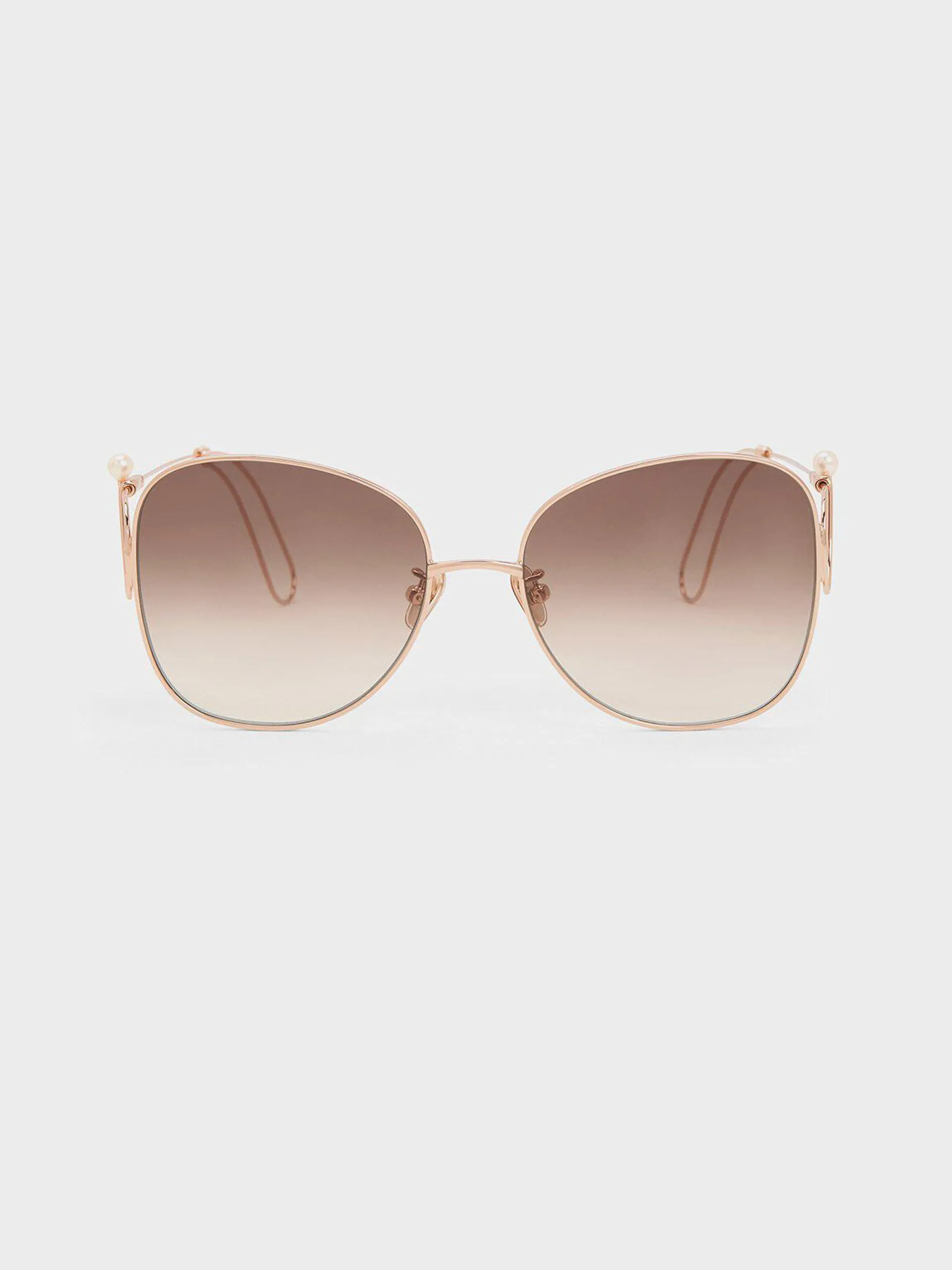 Wire Frame Butterfly Sunglasses - Rose Gold