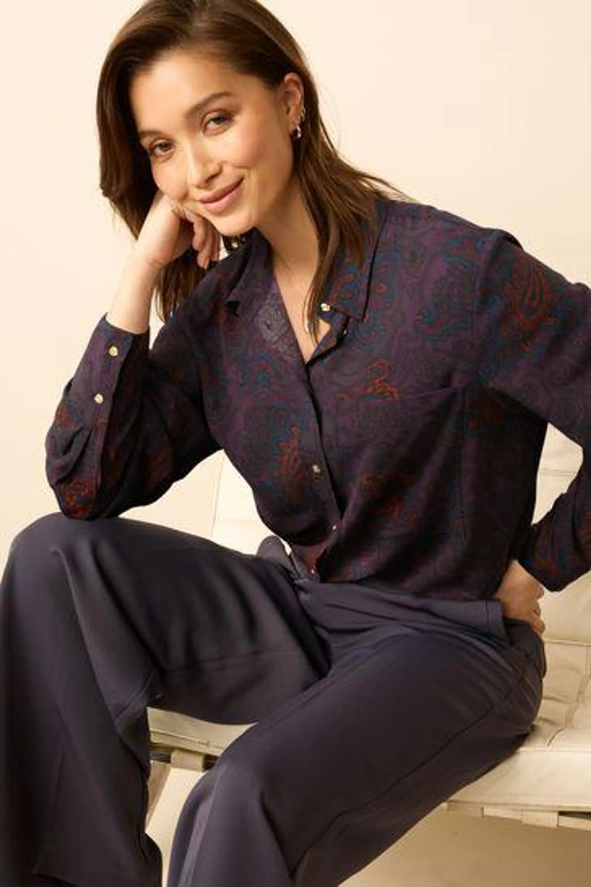 Textured Long Sleeve Shirt with Pocket