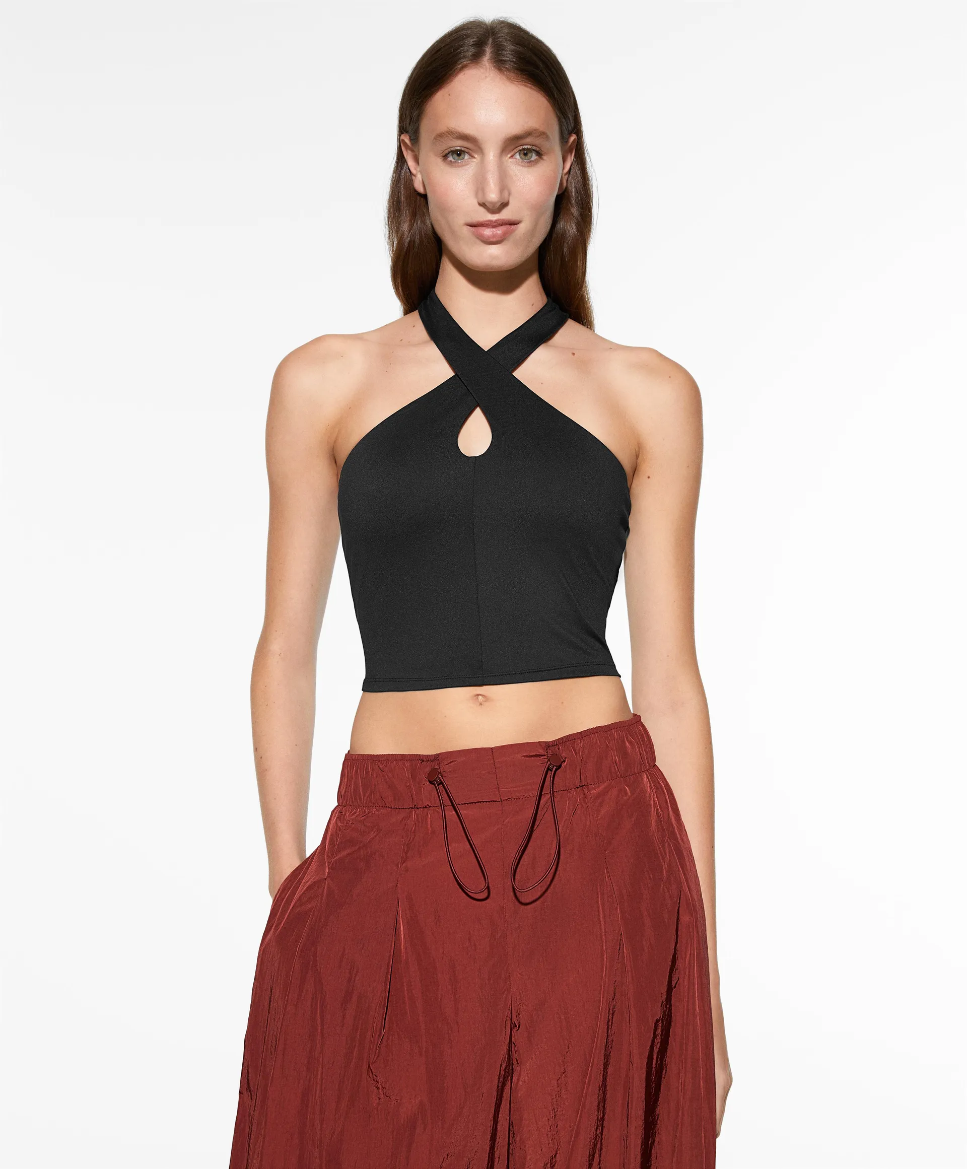 Comfortlux top with crossover neckline and cups