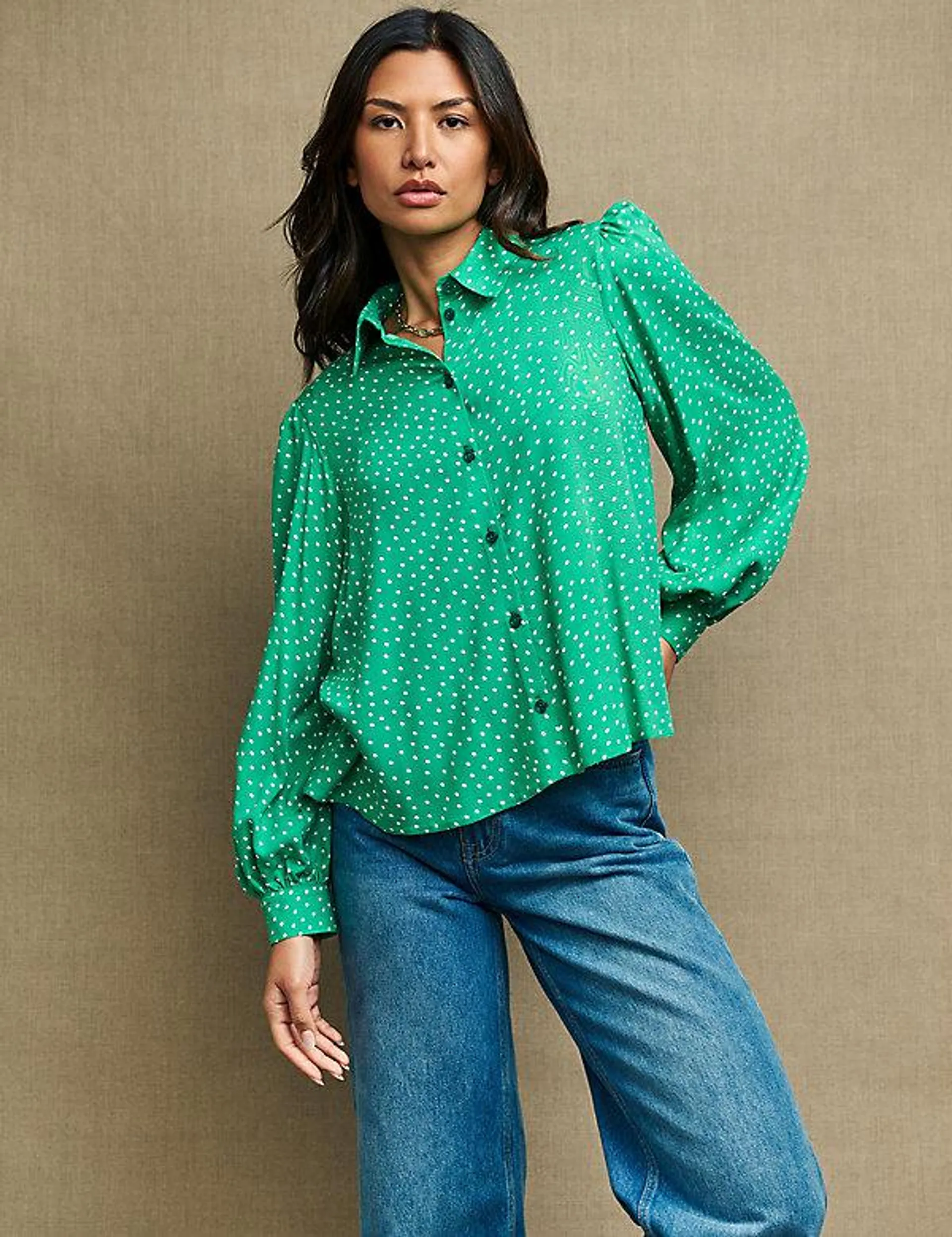 Polka Dot Collared Shirt