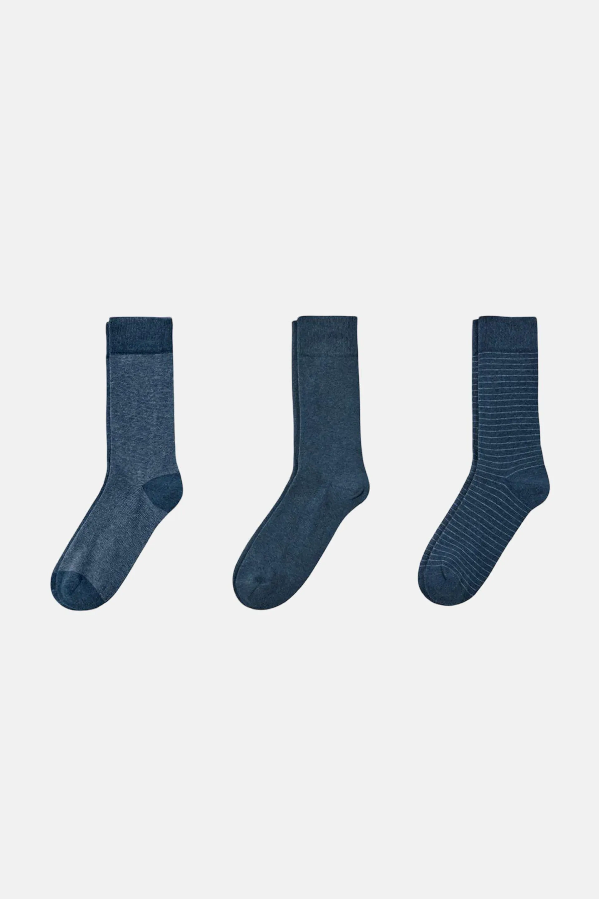 Men 3 Pairs Stripe Socks, Blue