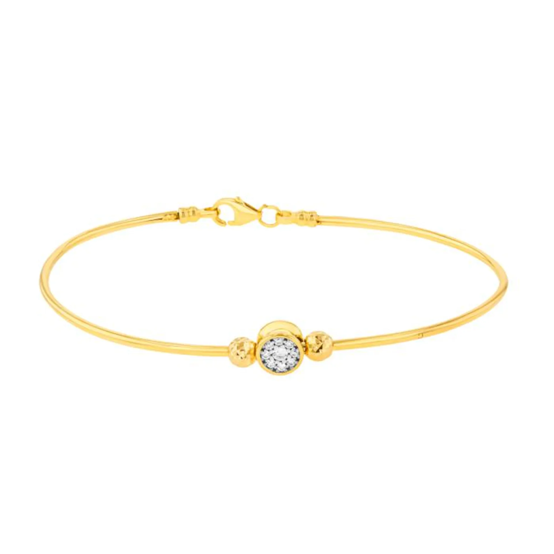 Giulia Round Motif With Lab Grown Diamonds Tube Bangle in 18K Yellow Gold