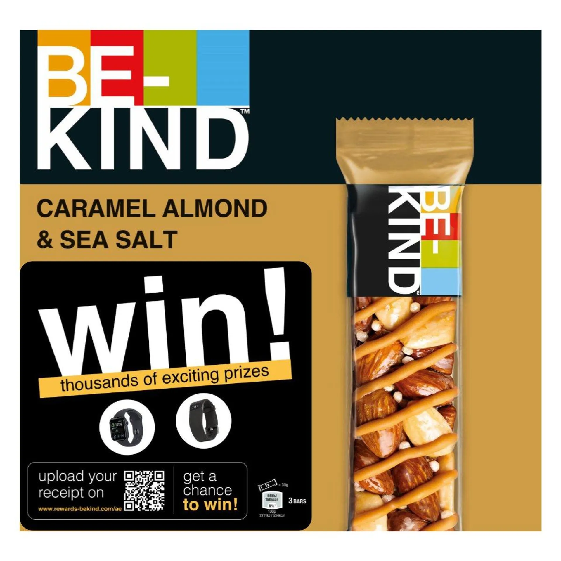 Be-Kind Caramel Almond & Sea Salt Value Pack 3 x 30 g