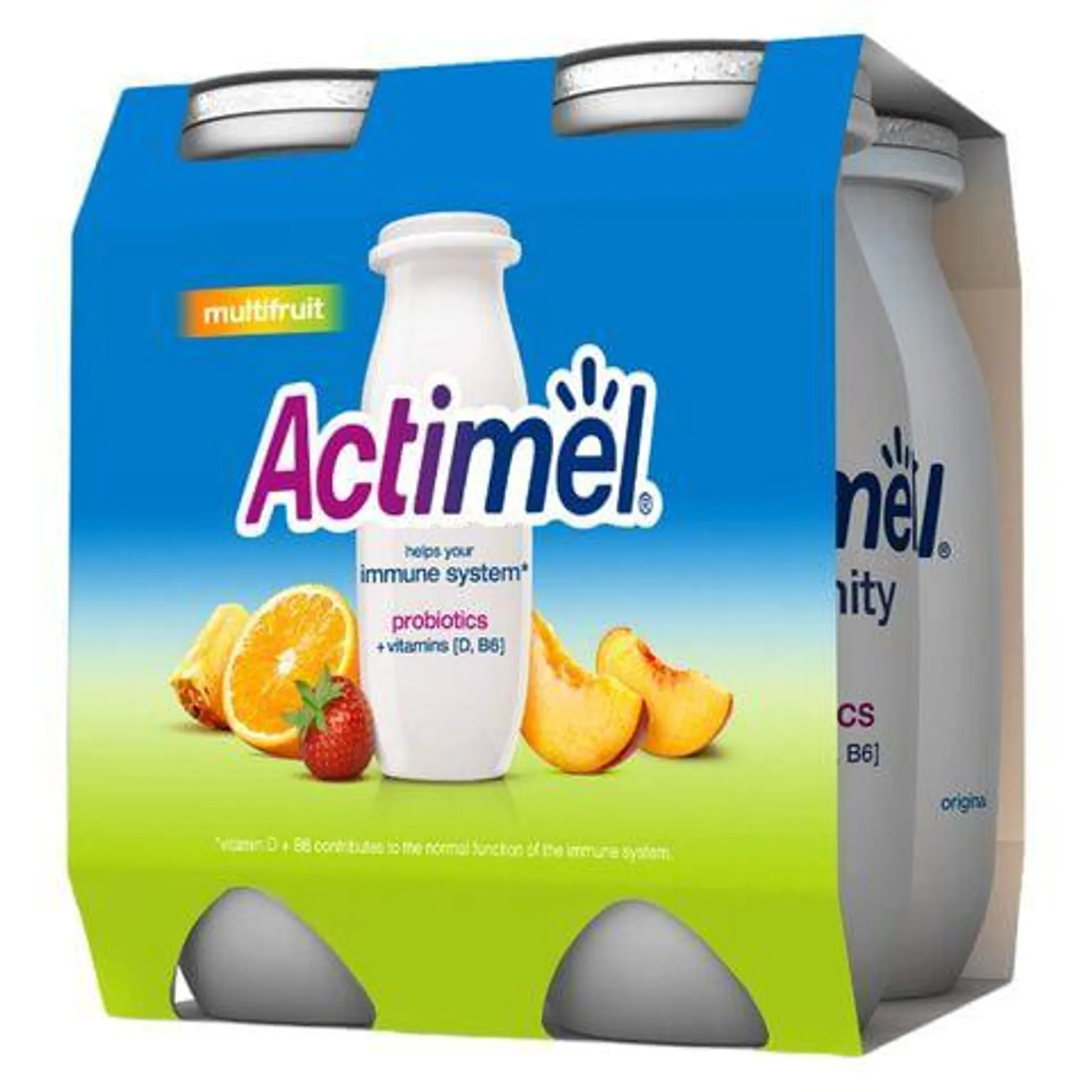 Actimel Multi-Fruit Flavored Low Fat Dairy Drink 93ml Pack of 4